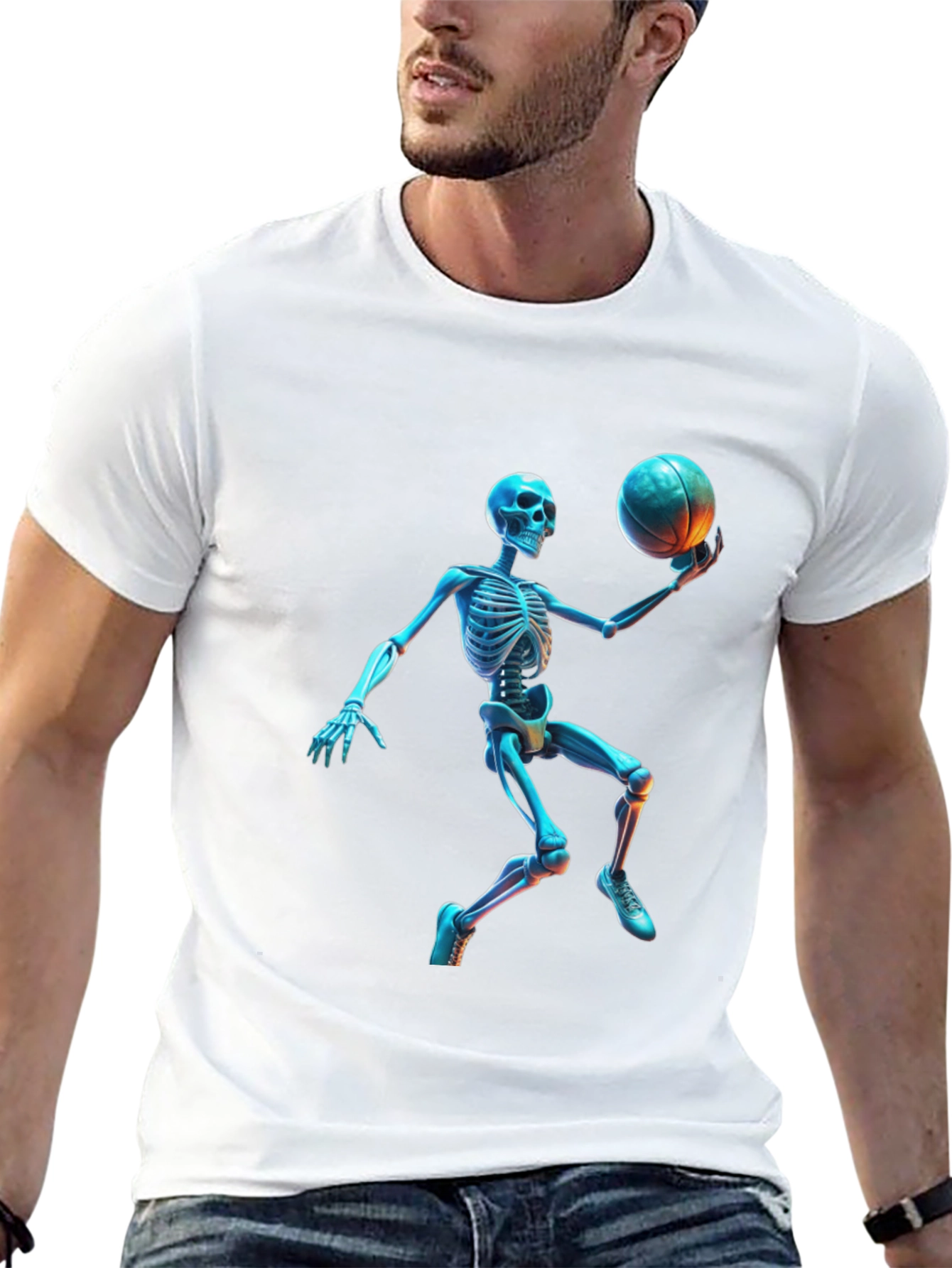 Skeleton Basketball Graphic Tee - Cool & Unique Design