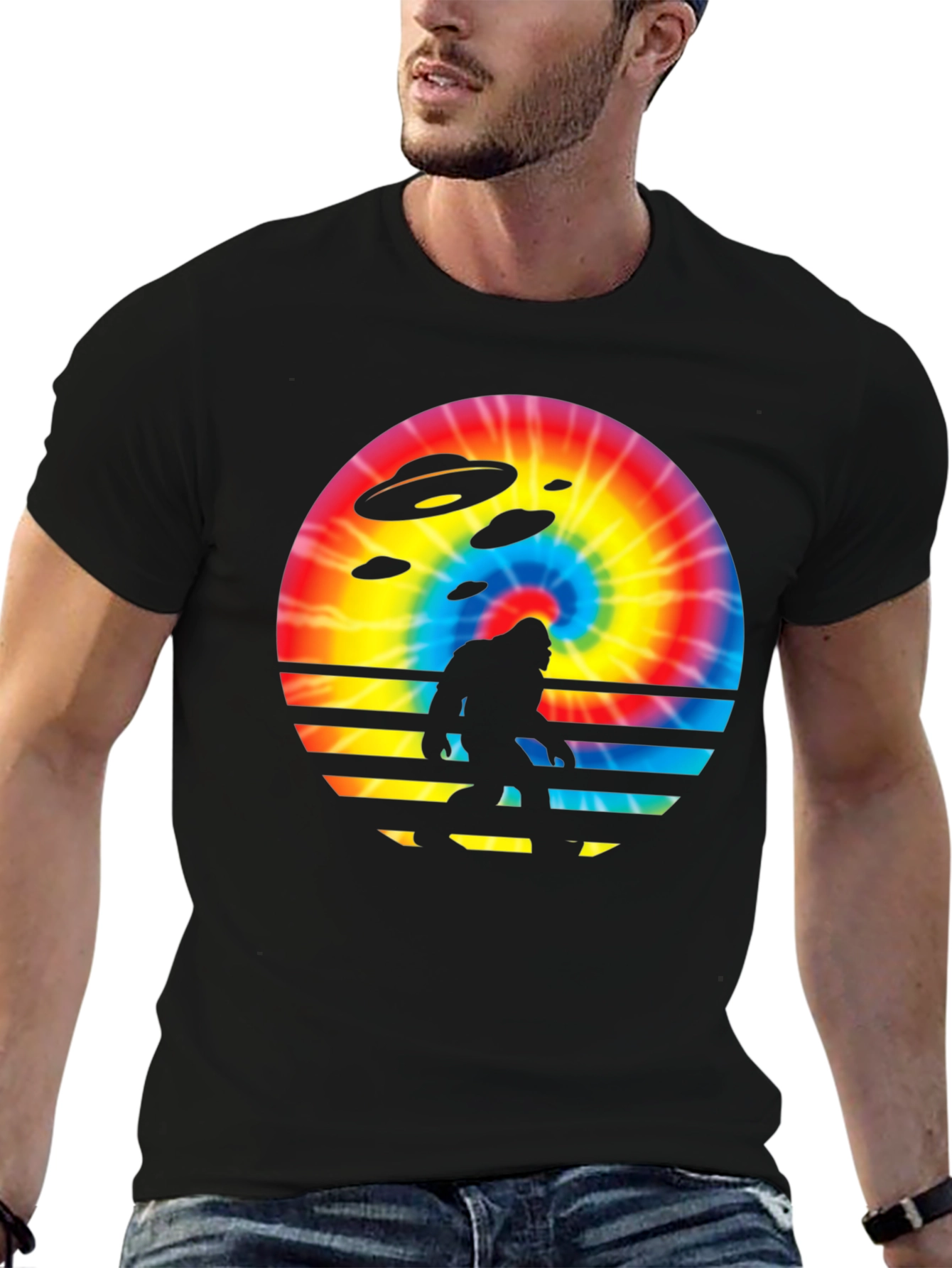 Bigfoot UFO Tie-Dye Graphic Tee