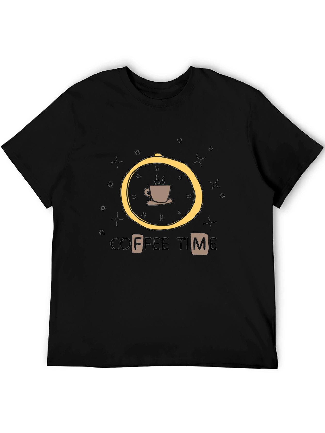 Coffee Time Graphic Black T-Shirt