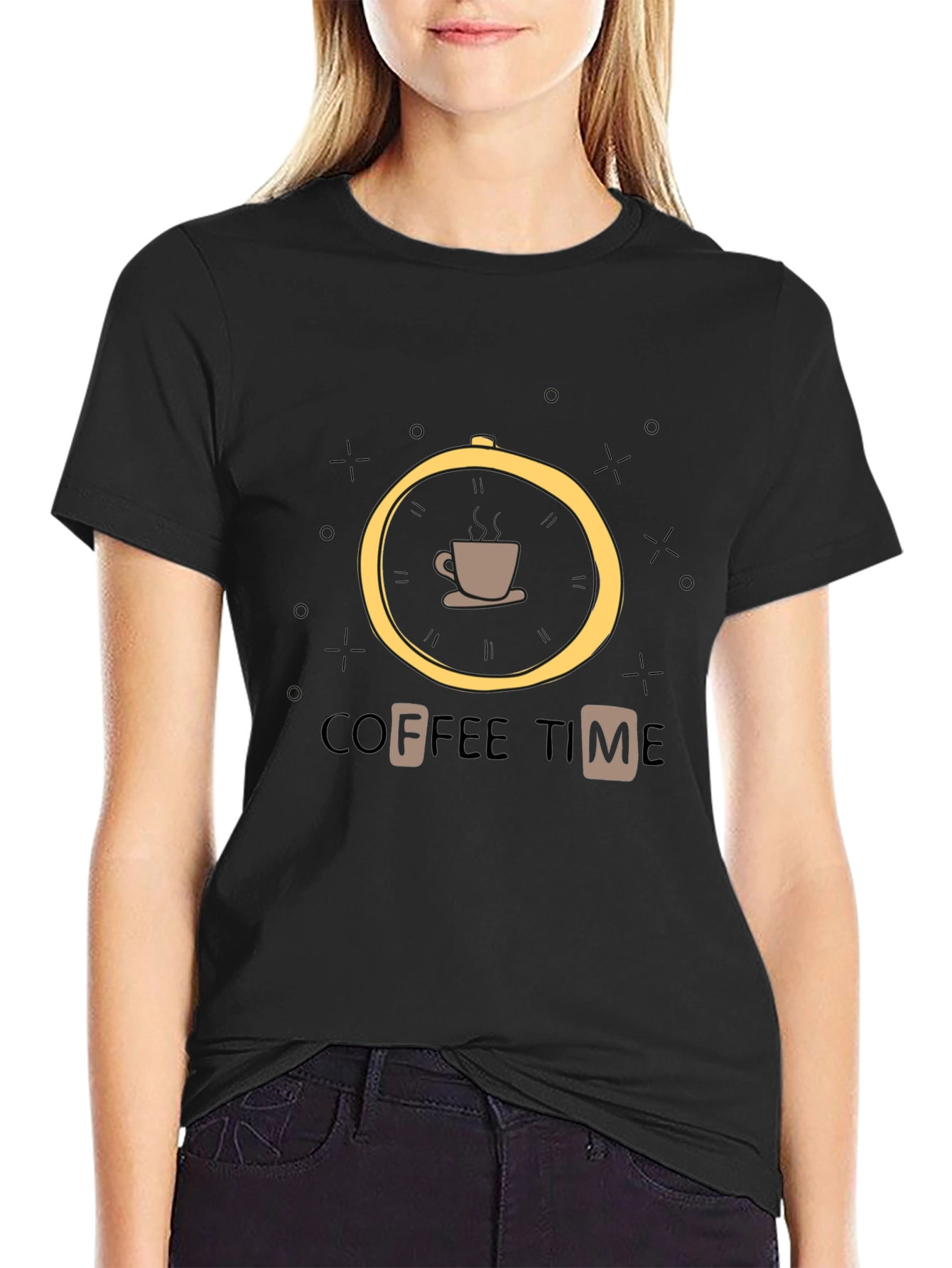 Coffee Time Graphic Black T-Shirt