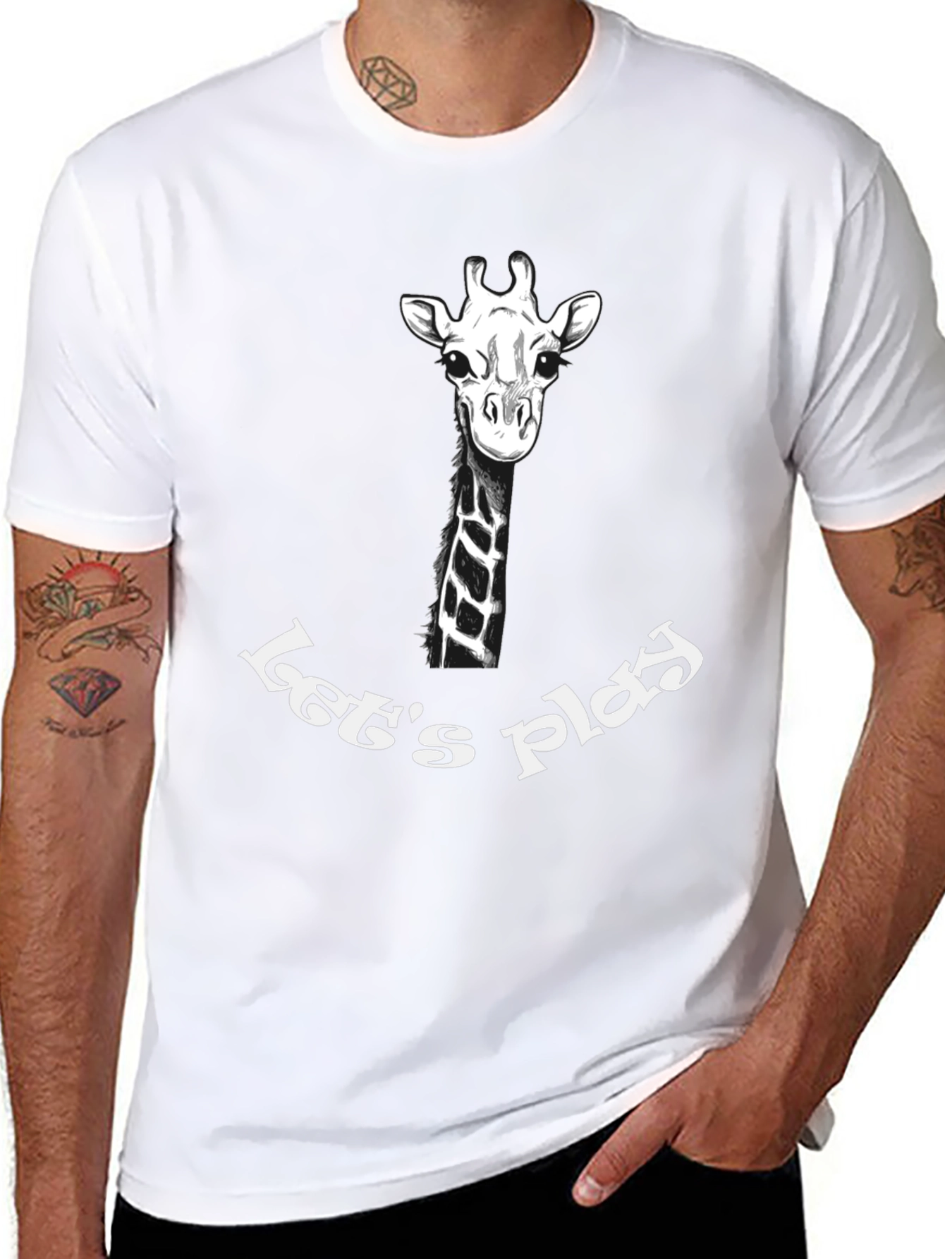 Giraffe Lets Play Graphic T-Shirt