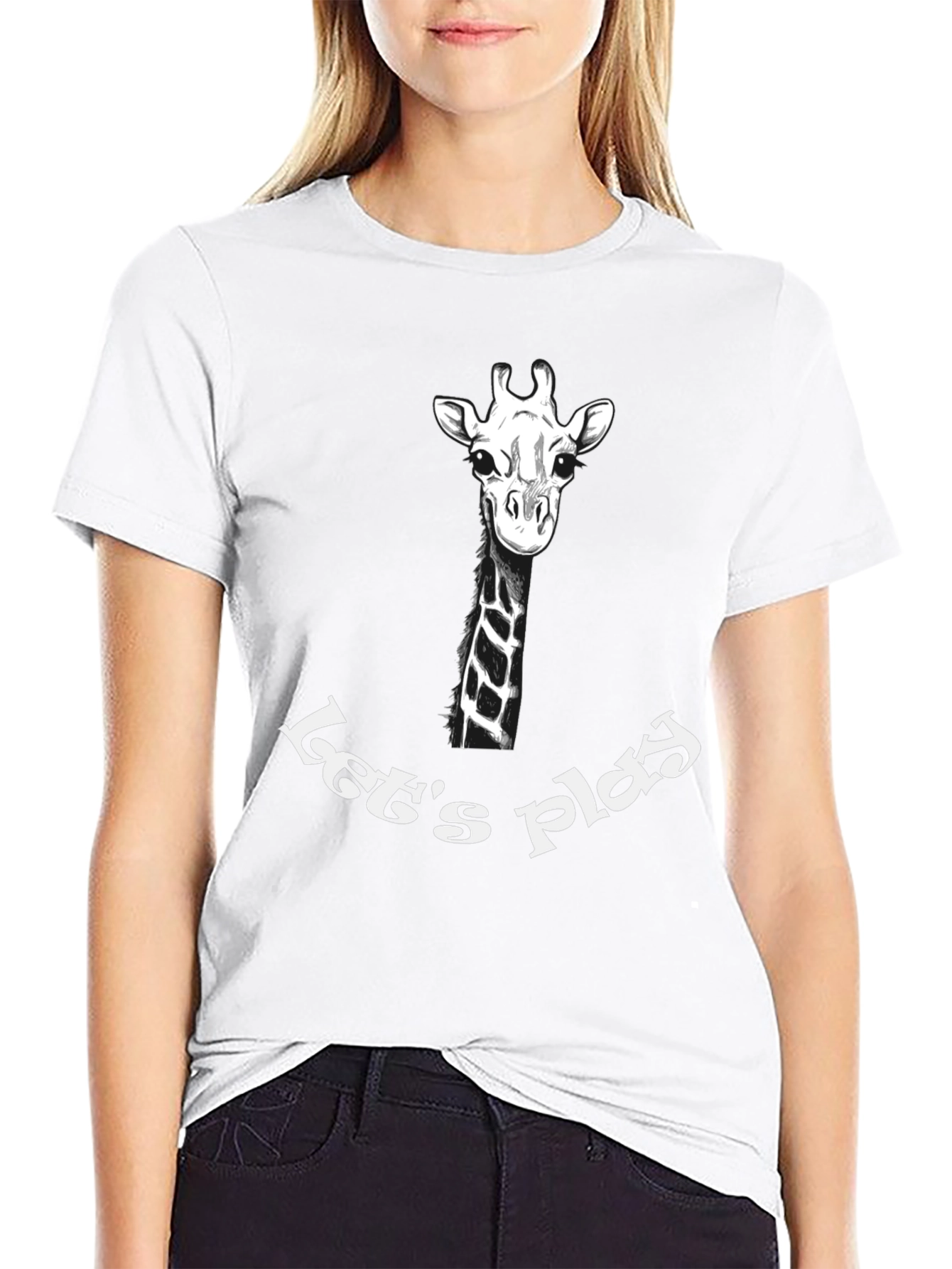 Giraffe Lets Play Graphic T-Shirt