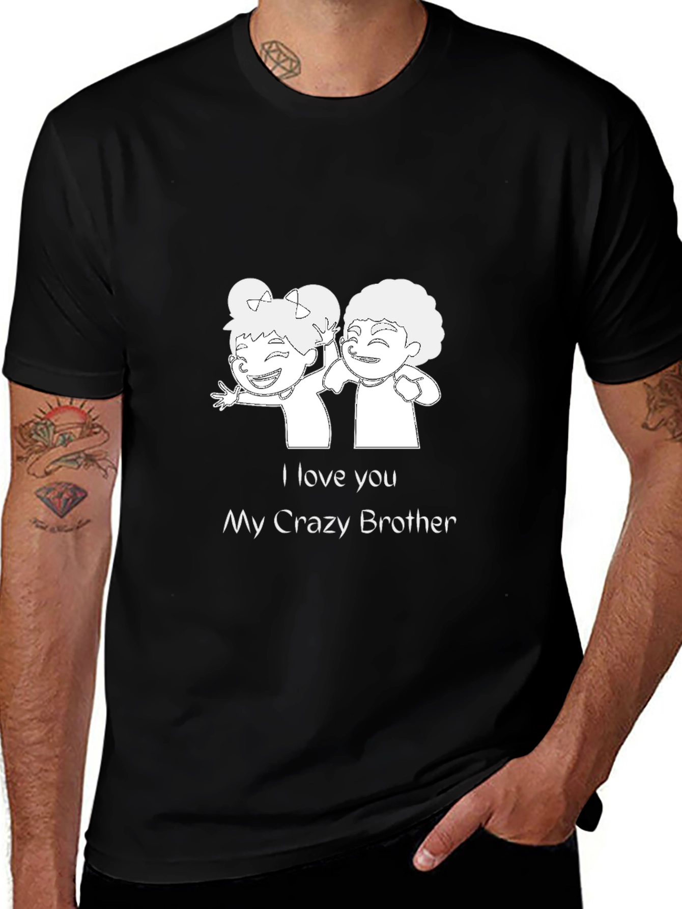 I Love My Crazy Brother Black T-Shirt