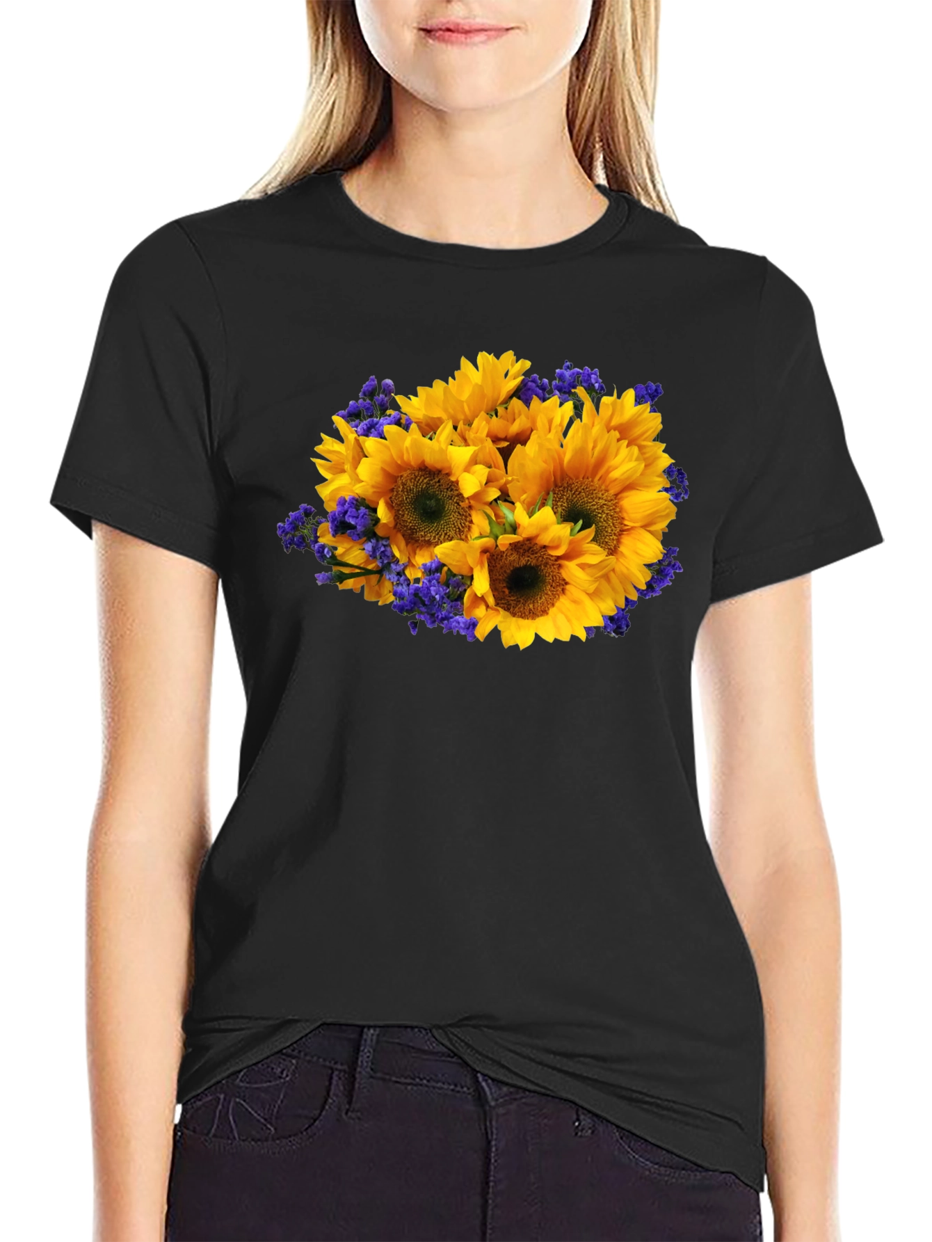 Sunflower Bouquet Black T-Shirt