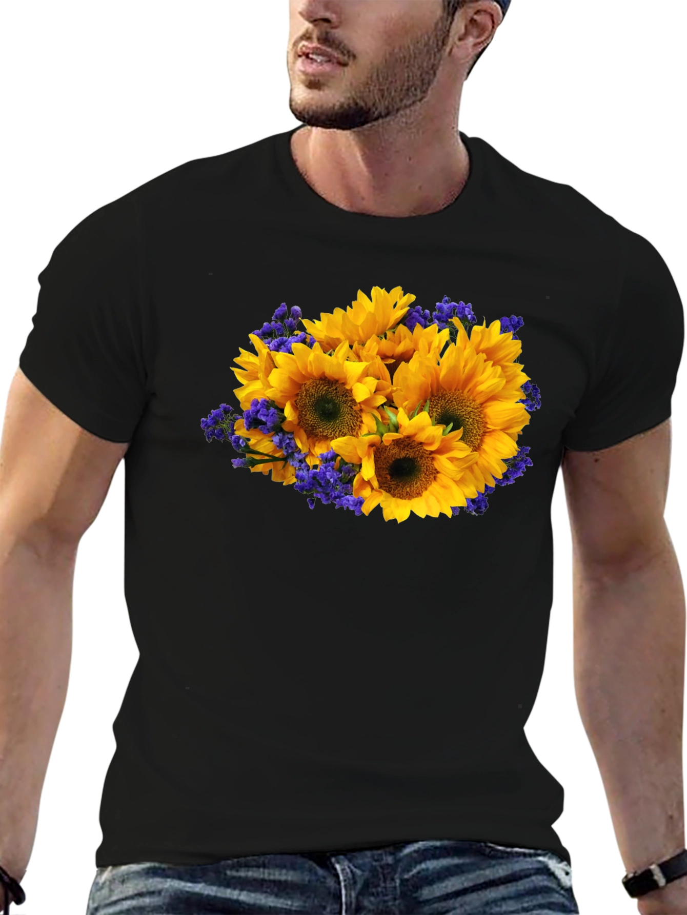 Sunflower Bouquet Black T-Shirt