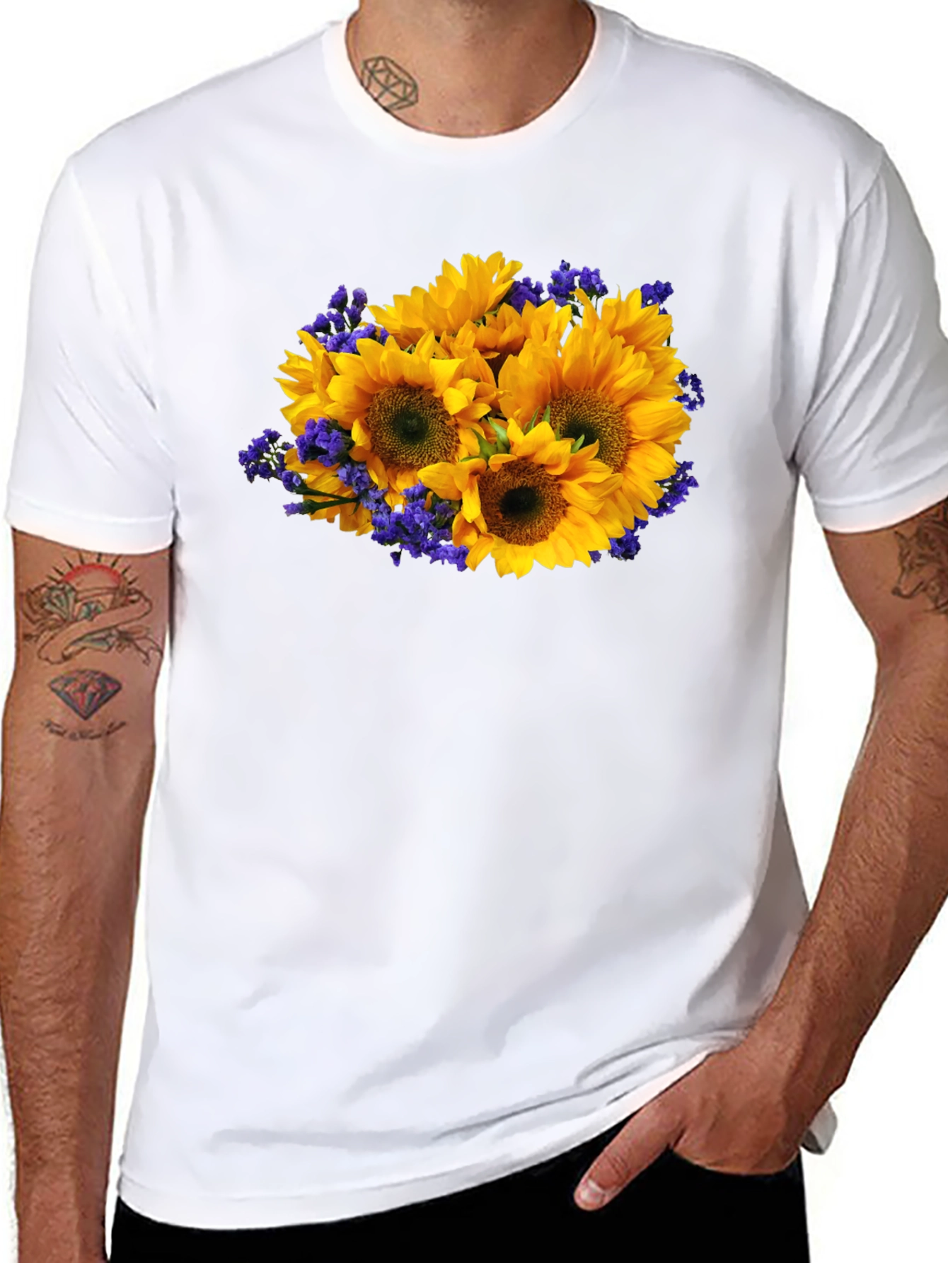 Sunflower Bouquet Black T-Shirt