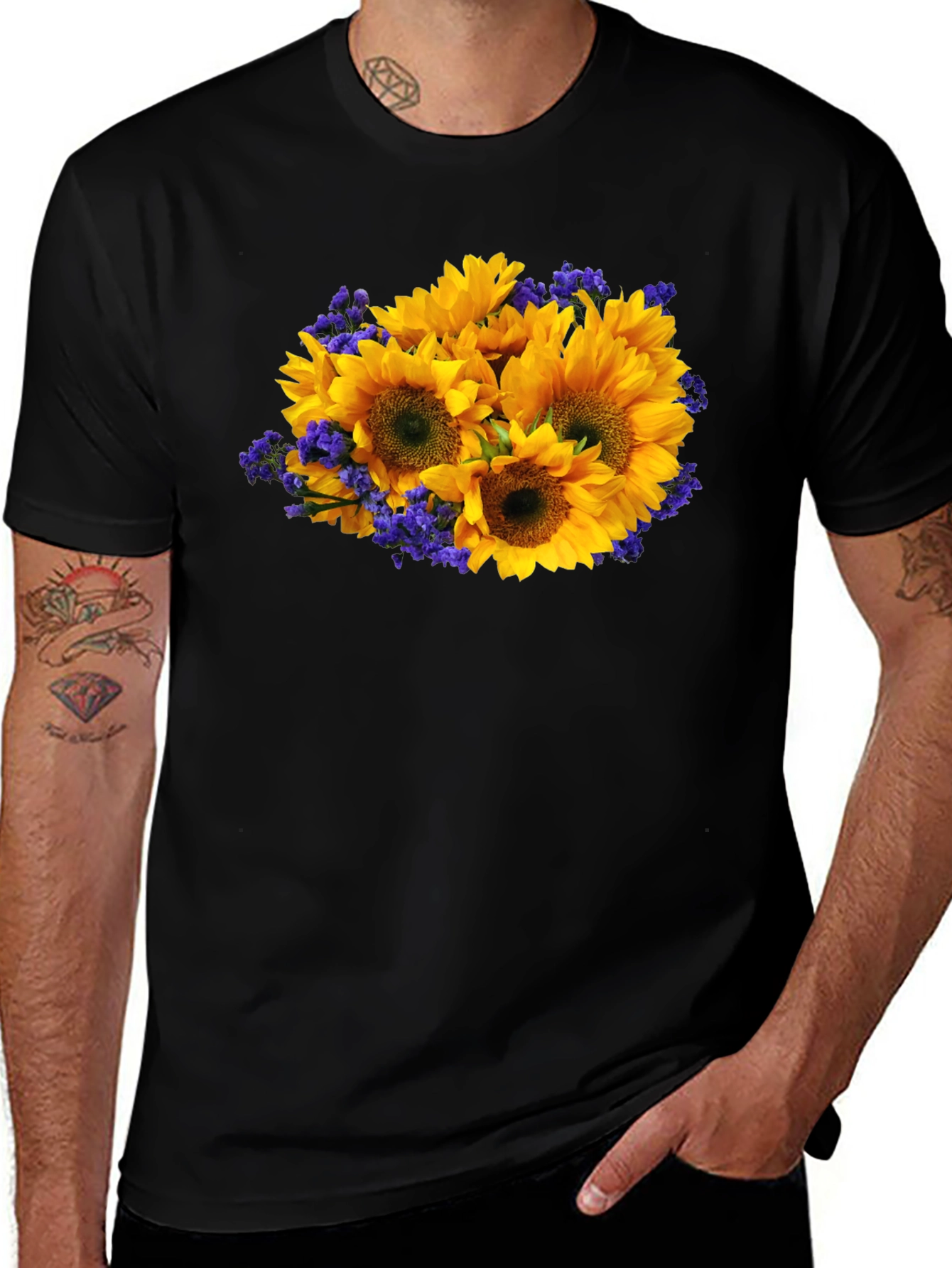 Sunflower Bouquet Black T-Shirt