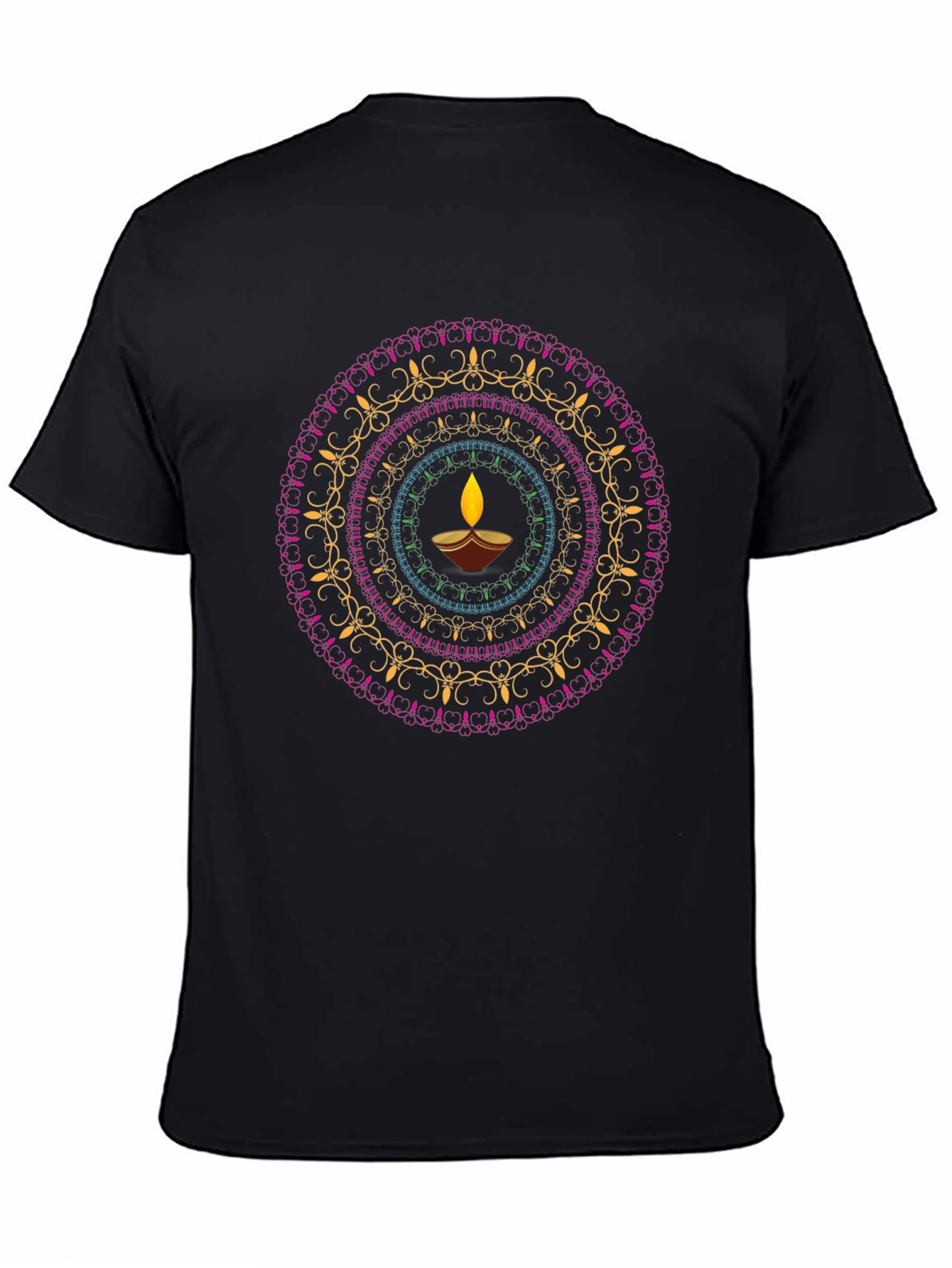 Diwali Mandala Graphic Black T-Shirt