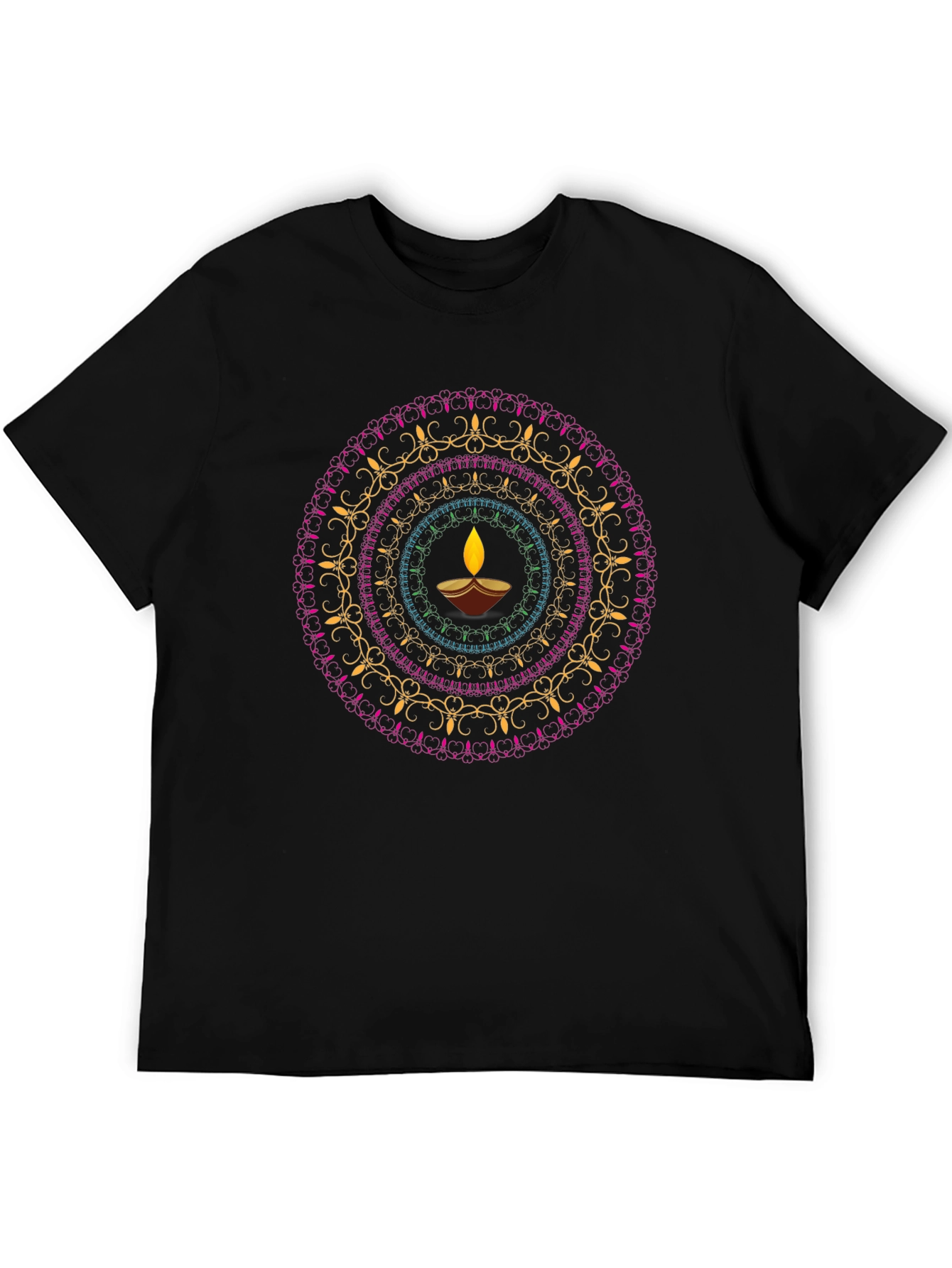 Diwali Mandala Graphic Black T-Shirt