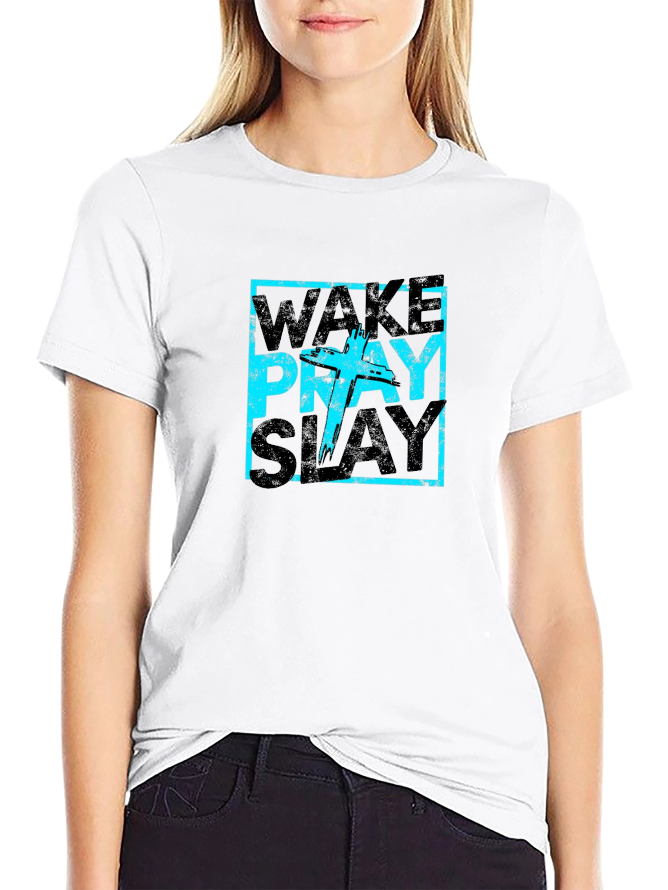 Wake Pray Slay Graphic Tee - Trendy Style