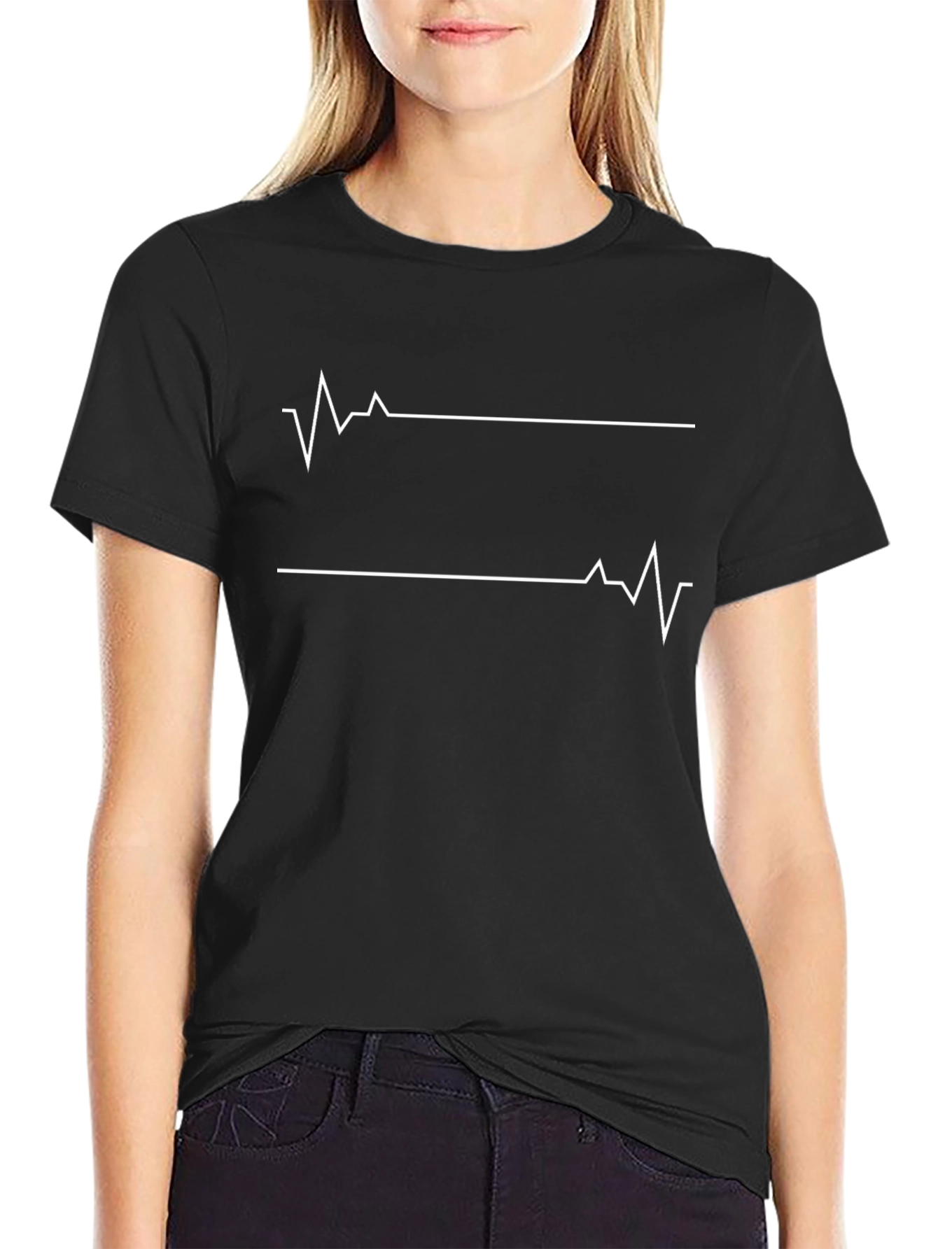 Heartbeat Graphic Tee - Stylish Black Cotton T-Shirt