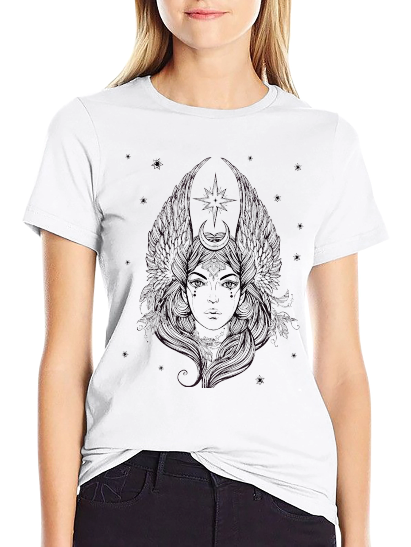 Mystic Goddess Graphic Tee - Black T-Shirt