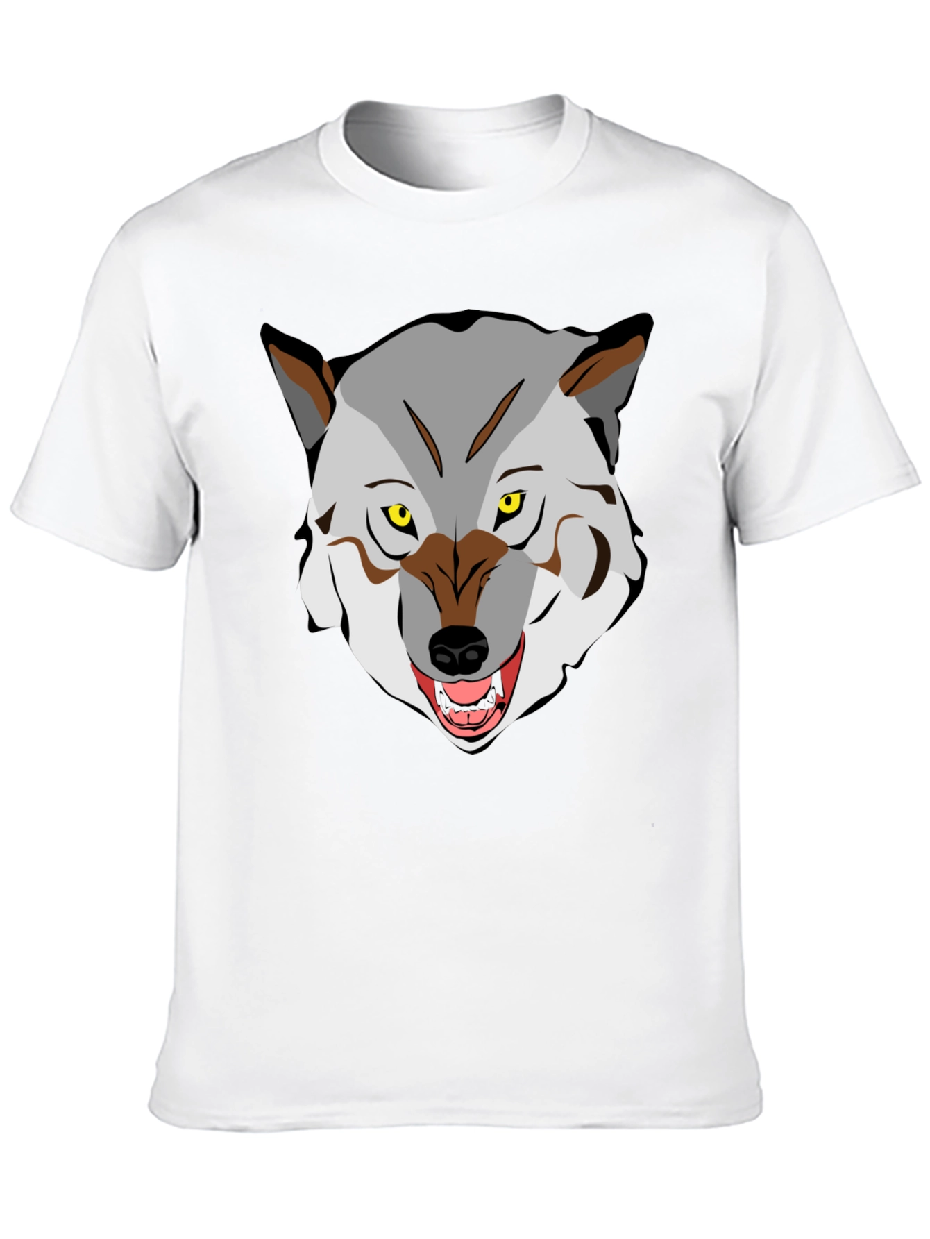 Mens Graphic T-Shirt - Wolf Face Print Black