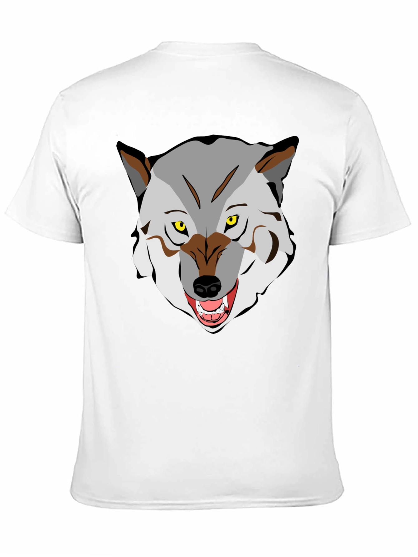 Mens Graphic T-Shirt - Wolf Face Print Black