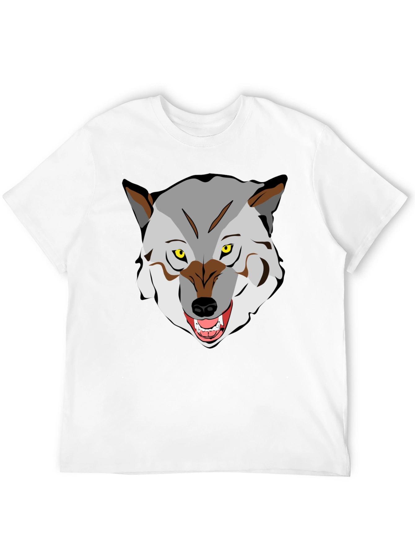 Mens Graphic T-Shirt - Wolf Face Print Black