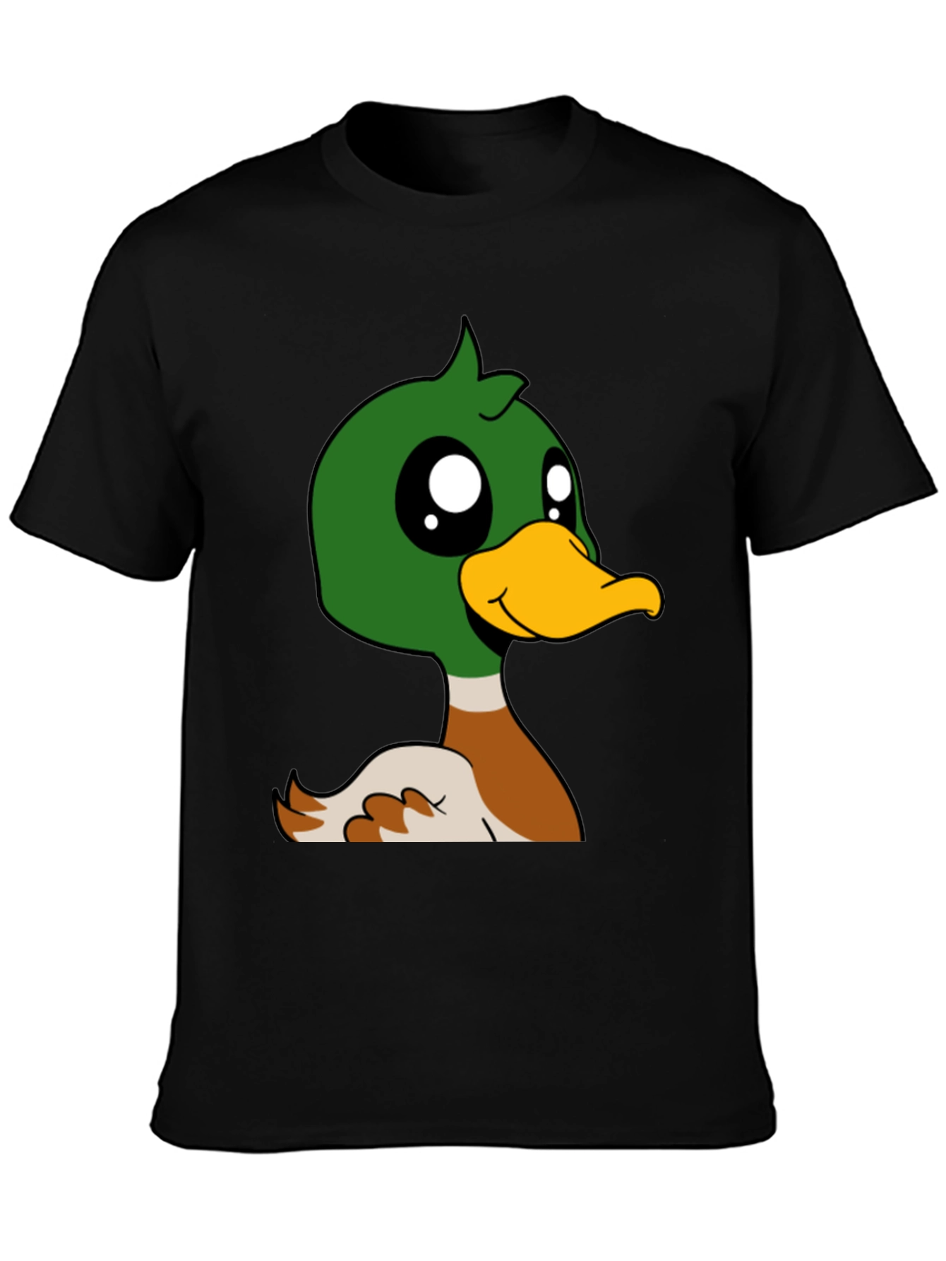 Duck Cartoon Graphic Black T-Shirt