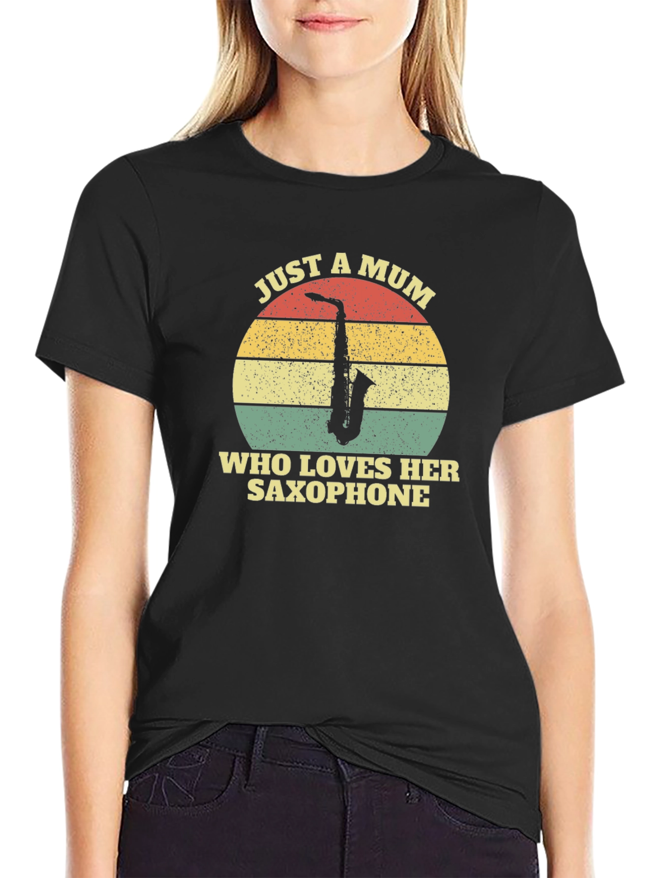 Just A Mum Who Loves Her Saxophone Black T-Shirt