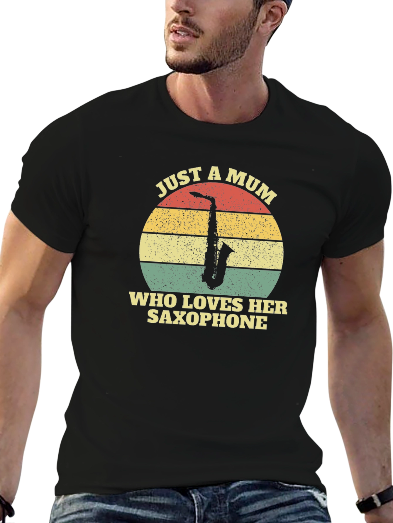Just A Mum Who Loves Her Saxophone Black T-Shirt