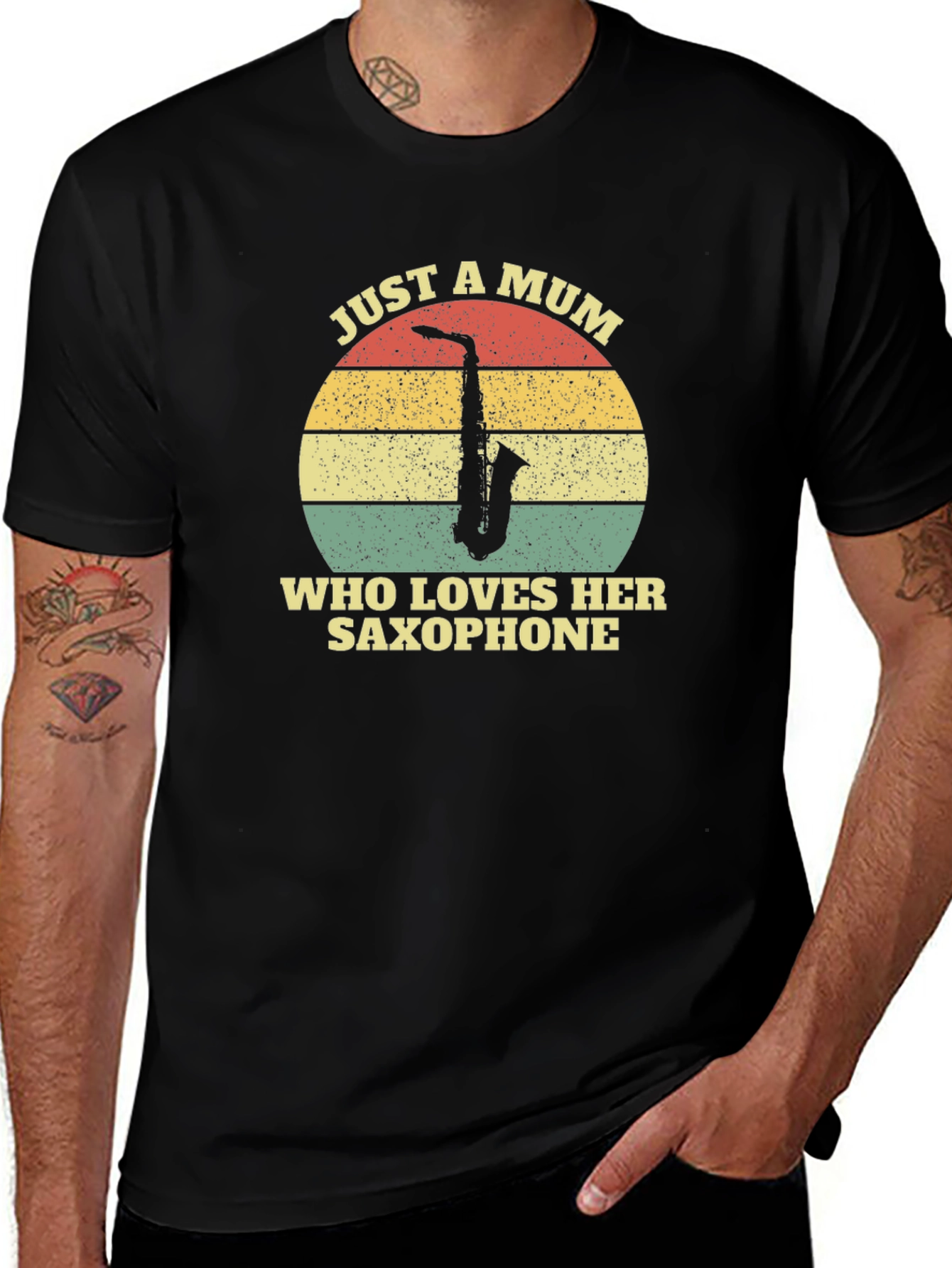 Just A Mum Who Loves Her Saxophone Black T-Shirt