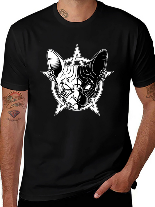 Occult Cat T-Shirt - Pentagram Sphynx Graphic Tee