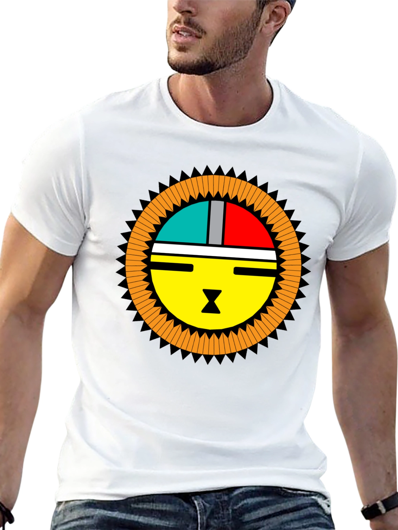 Graphic Tee - Modern Sun Design Black T-Shirt