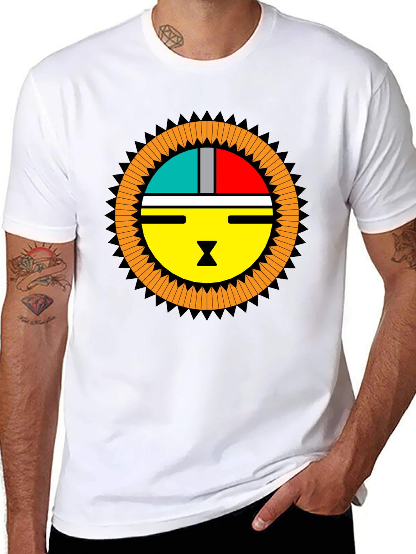 Graphic Tee - Modern Sun Design Black T-Shirt