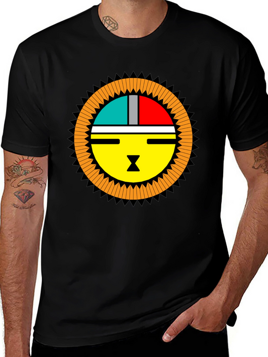 Graphic Tee - Modern Sun Design Black T-Shirt