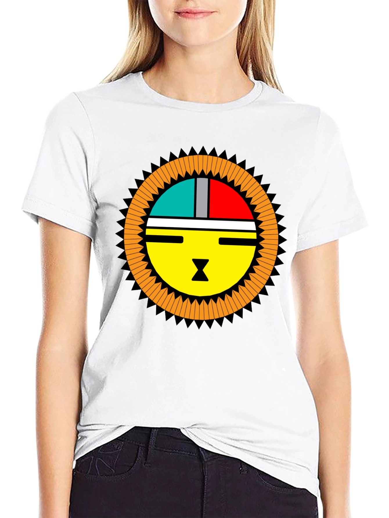 Graphic Tee - Modern Sun Design Black T-Shirt