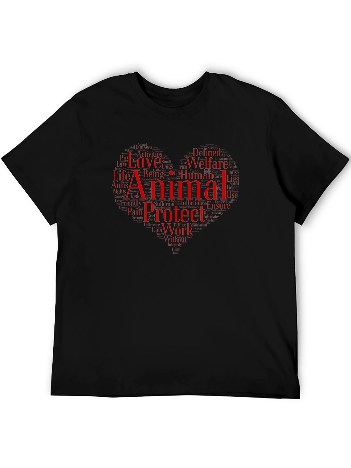 Animal Protect Love Heart T-Shirt - Black