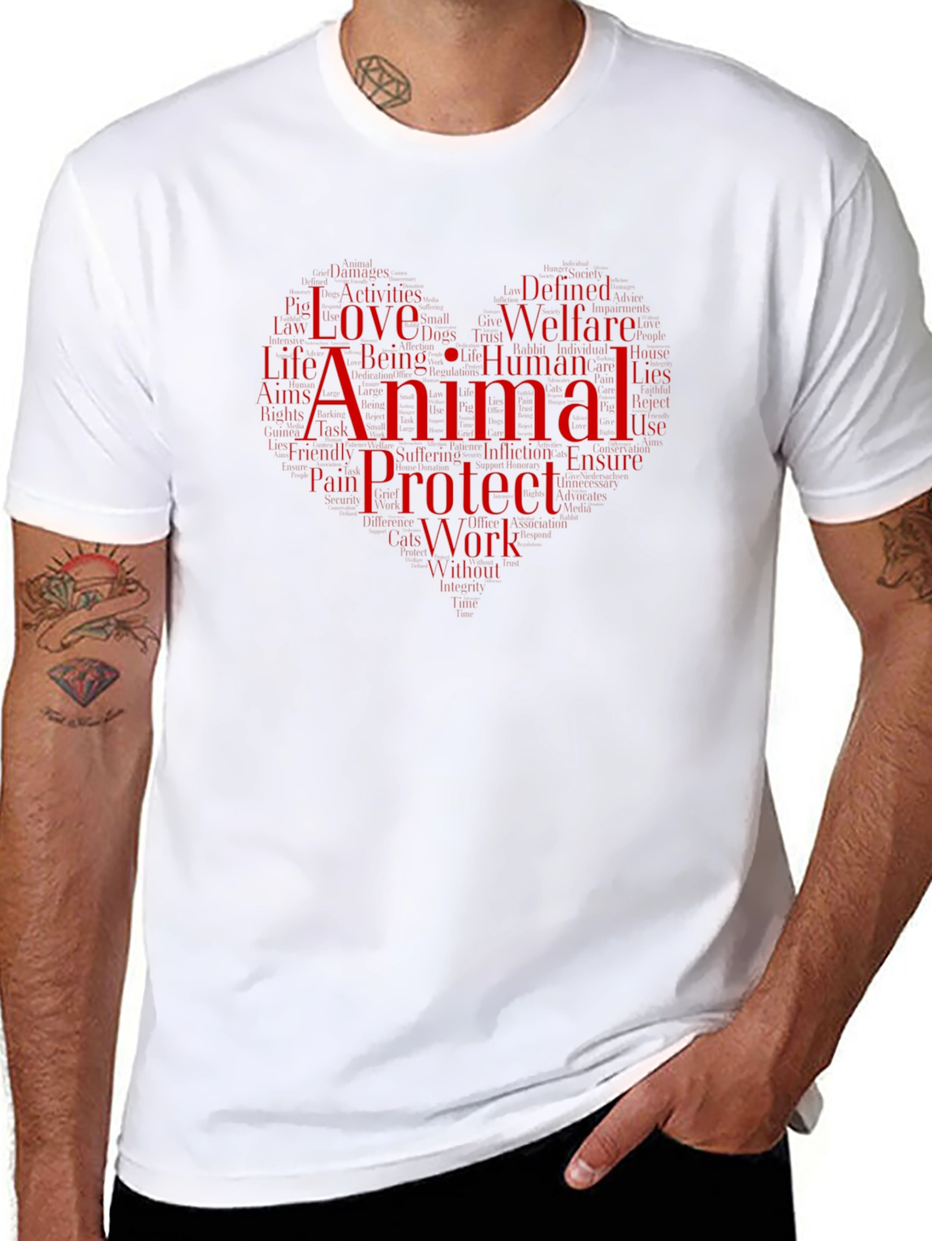 Animal Protect Love Heart T-Shirt - Black