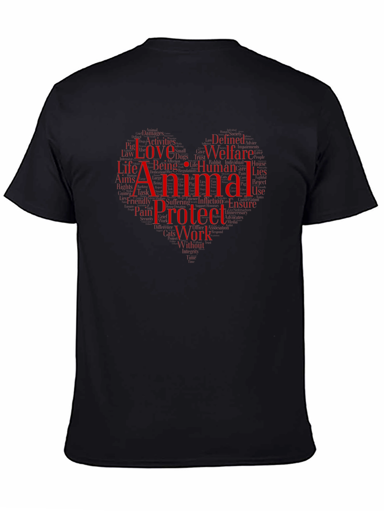 Animal Protect Love Heart T-Shirt - Black