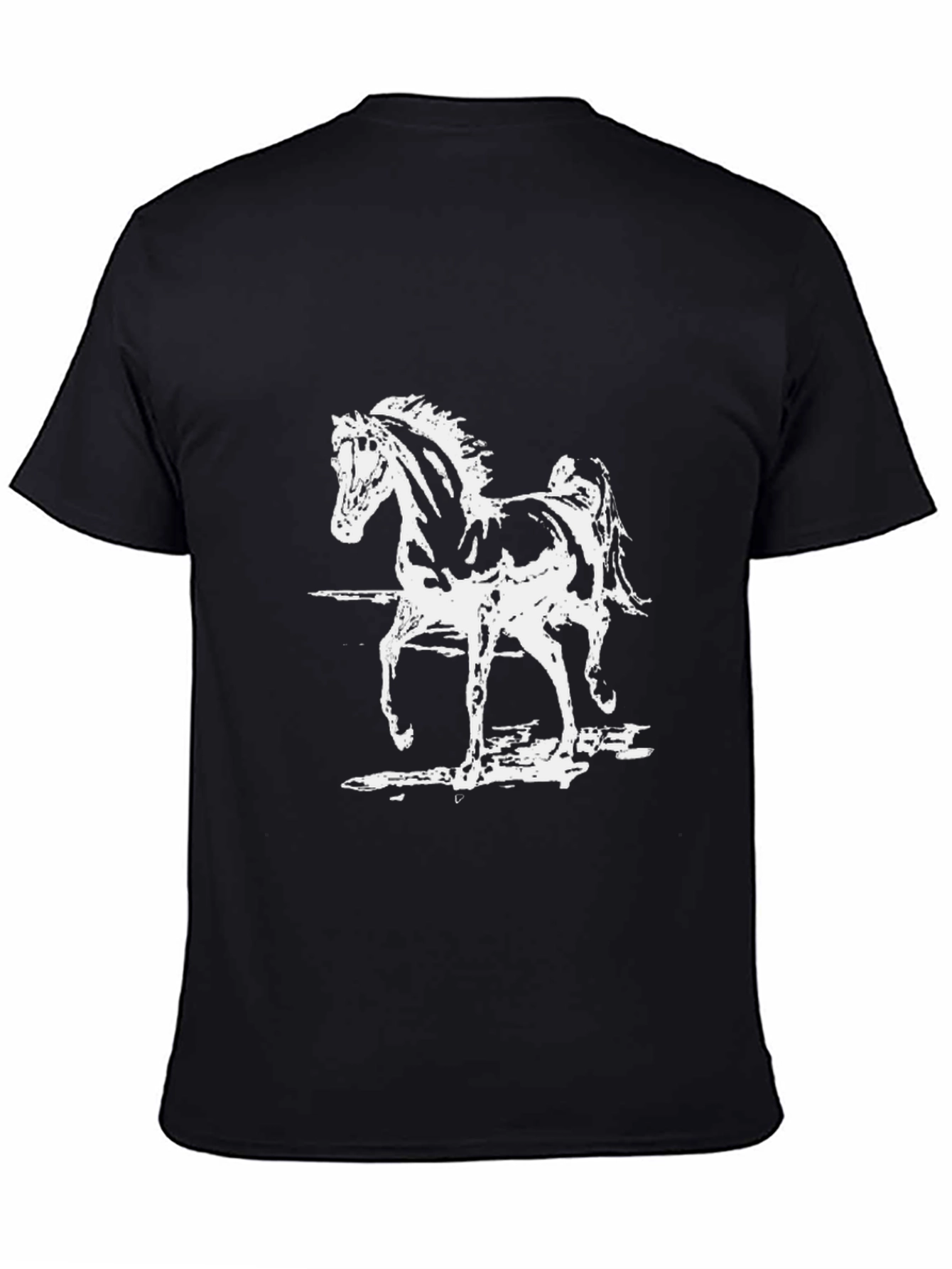Horse Graphic Tee - Black Cotton T-Shirt