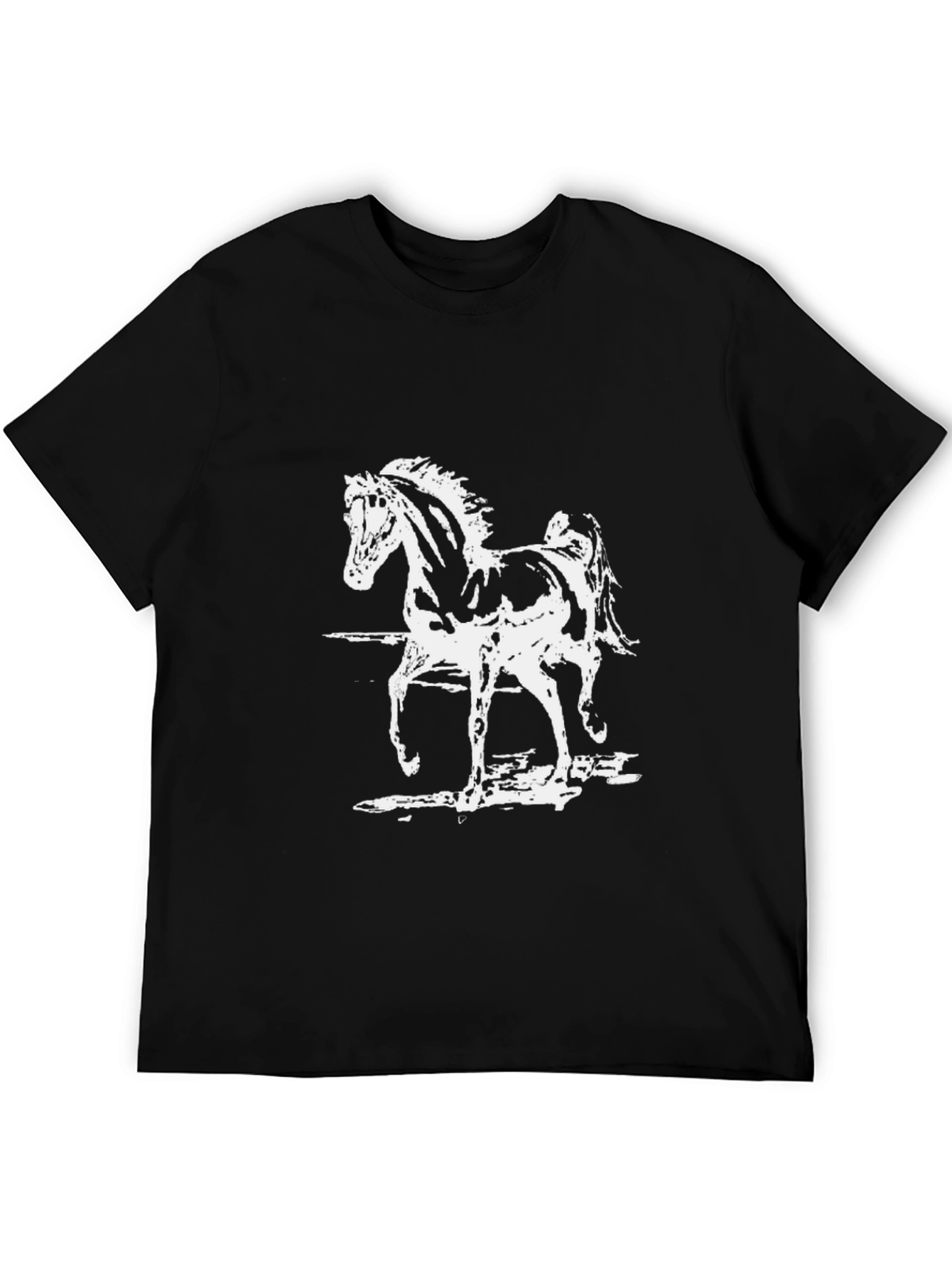 Horse Graphic Tee - Black Cotton T-Shirt