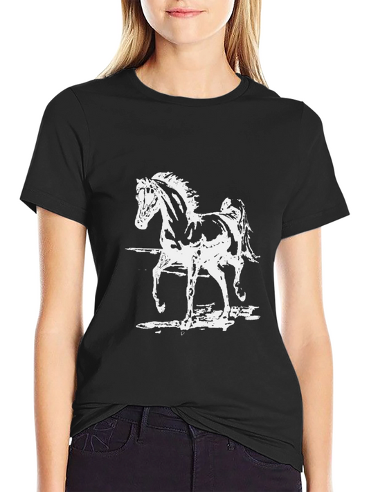 Horse Graphic Tee - Black Cotton T-Shirt