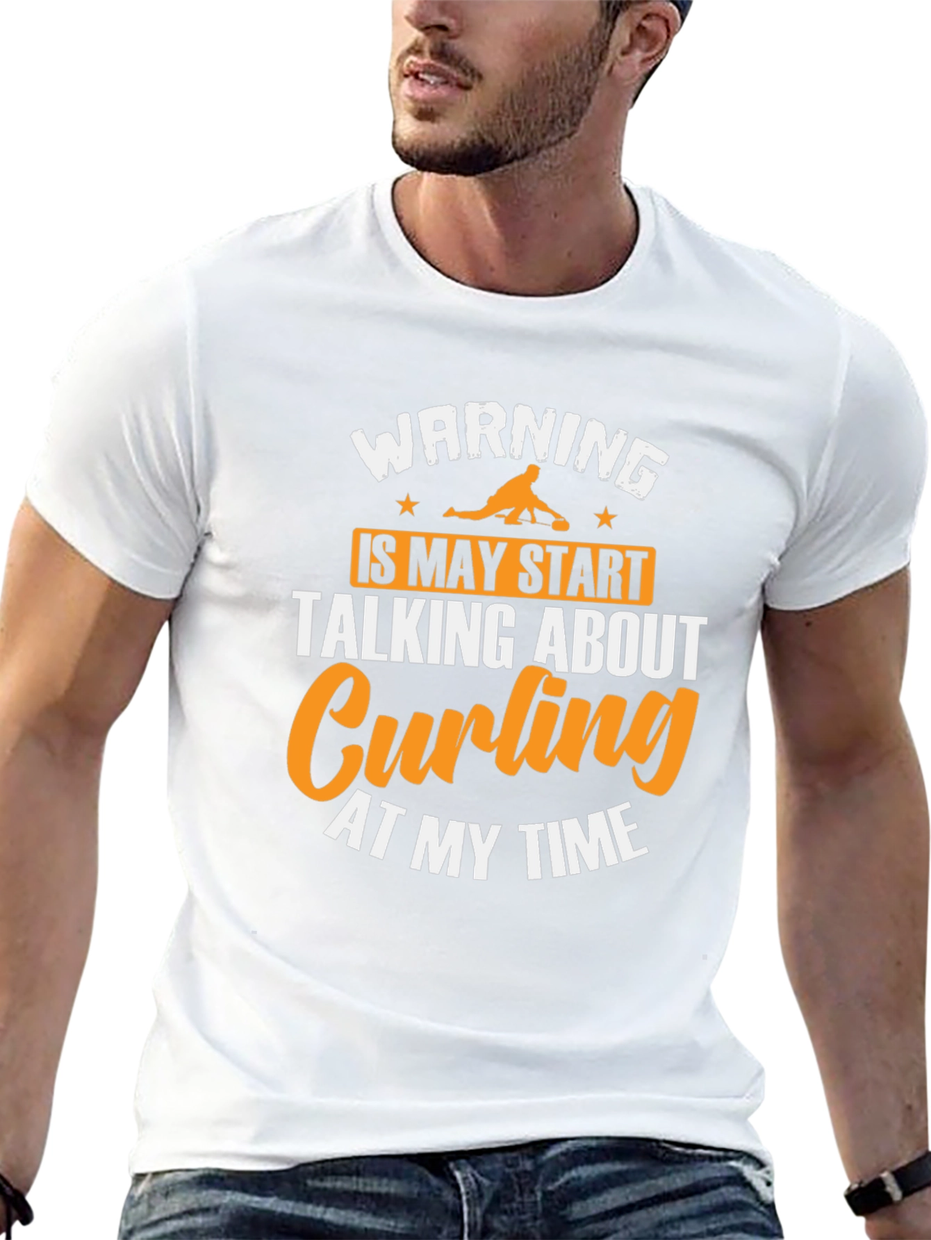 Curling Fan T-Shirt - Warning May Talk About Curling