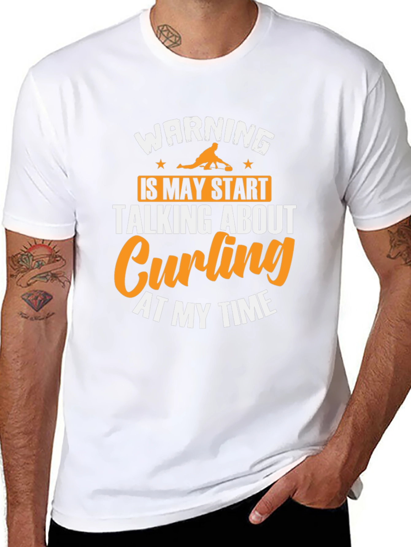 Curling Fan T-Shirt - Warning May Talk About Curling