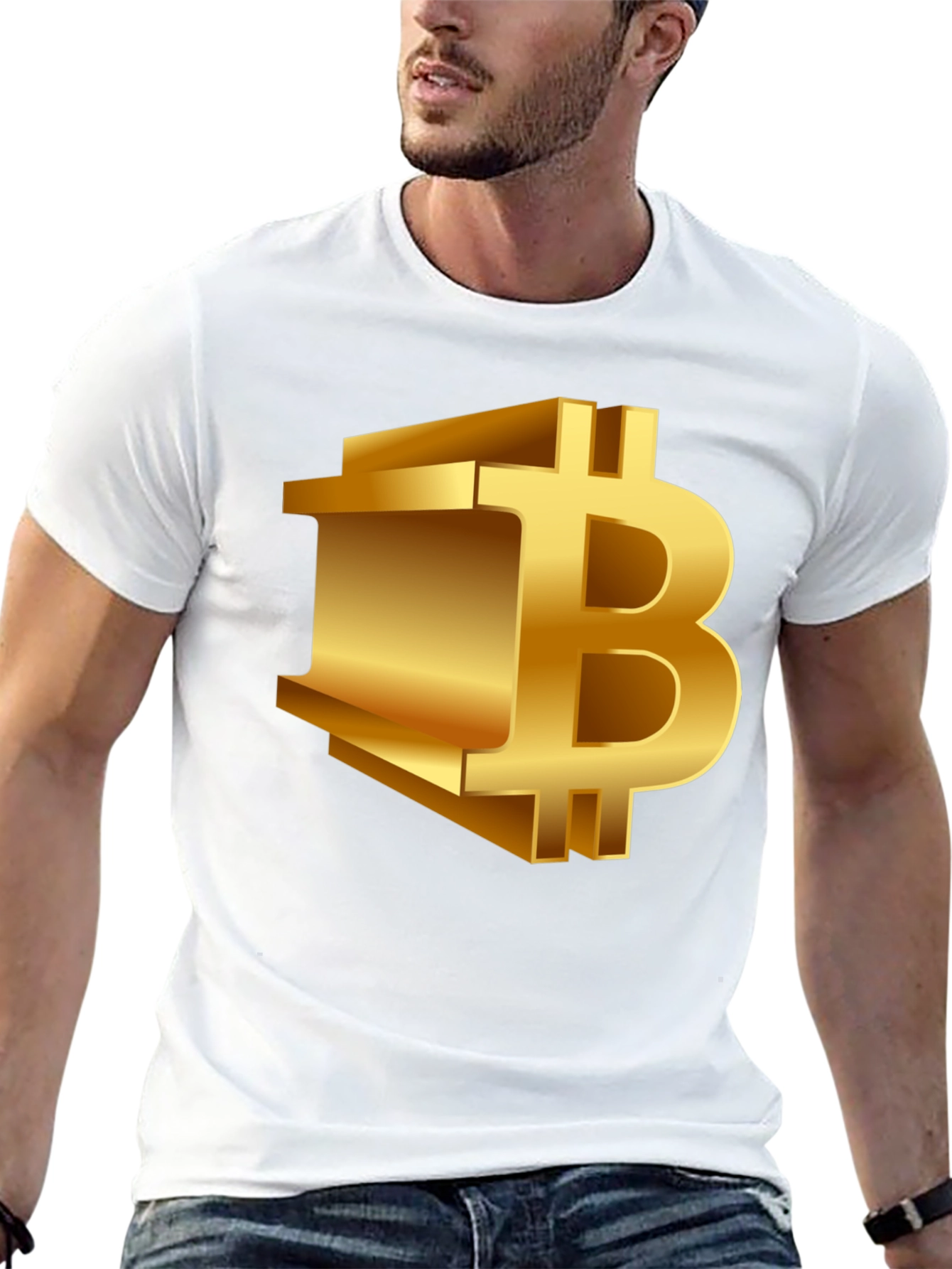 Gold Bitcoin Logo Black T-Shirt