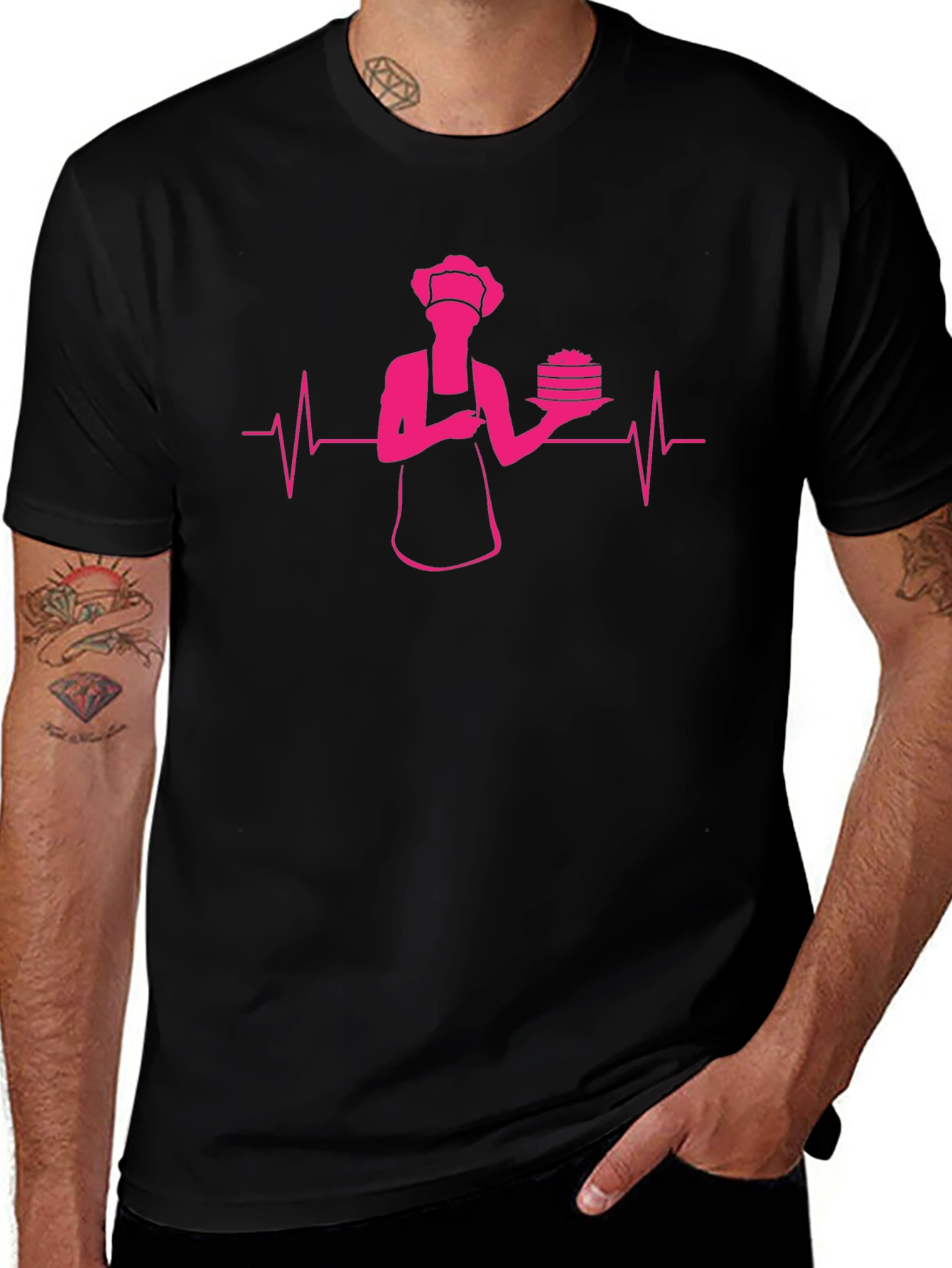 Chef Heartbeat Graphic T-Shirt - Black