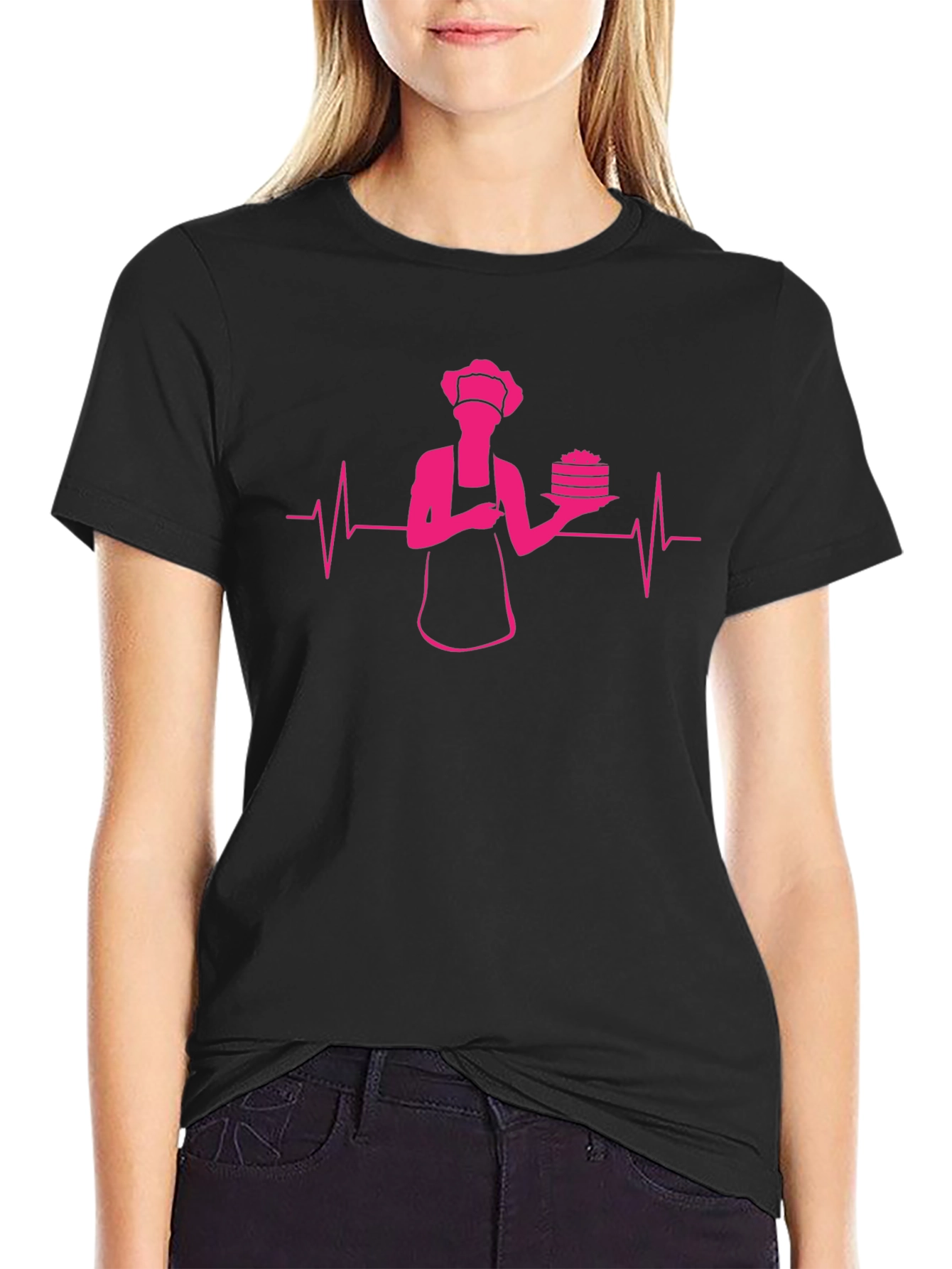 Chef Heartbeat Graphic T-Shirt - Black