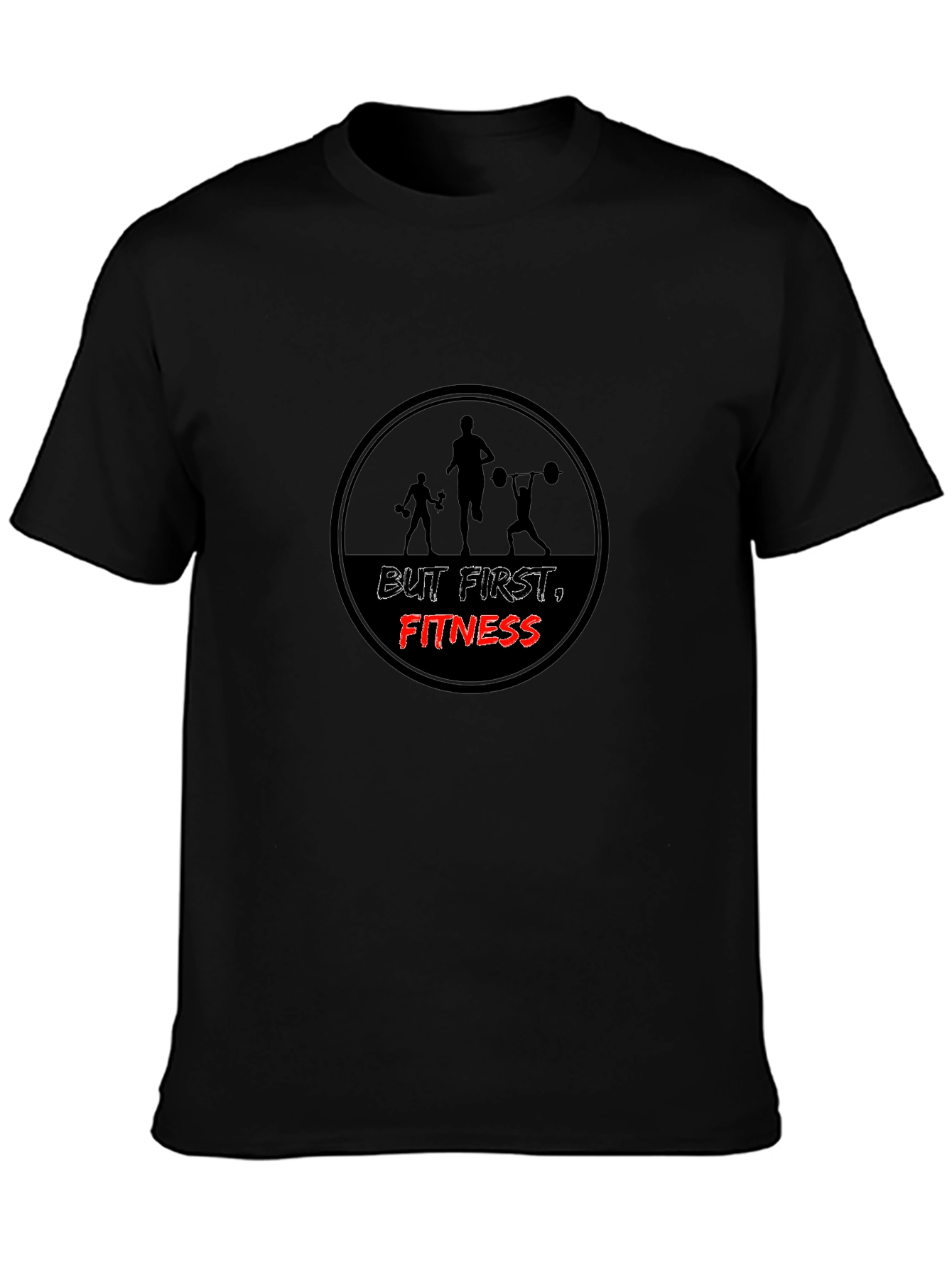 But First Fitness Black Graphic Tee