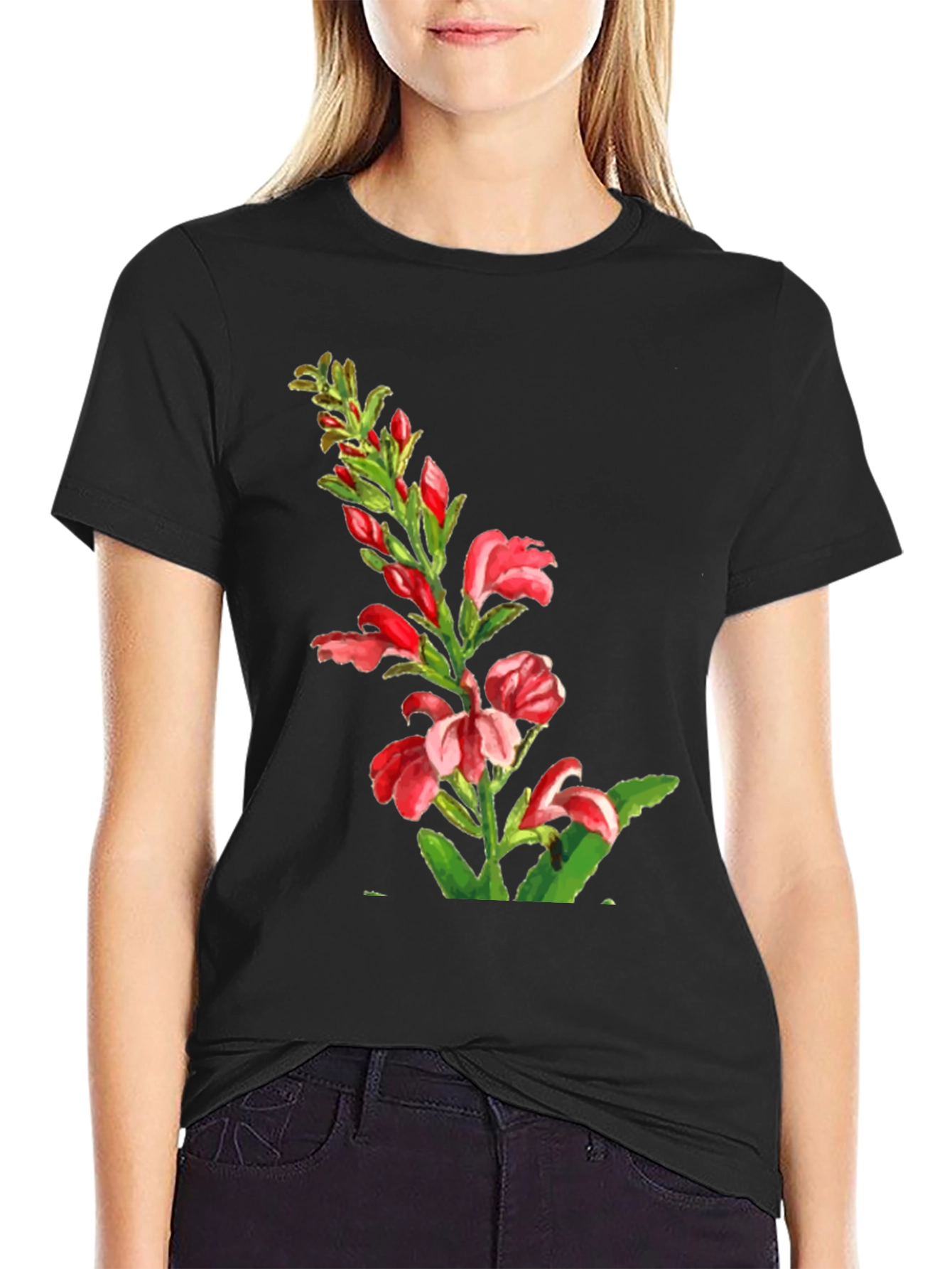 Floral Print Tee - Elegant Botanical Design