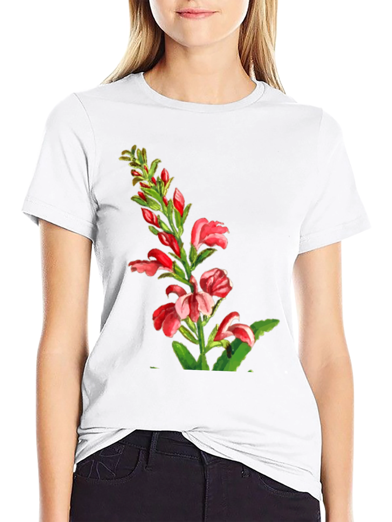 Floral Print Tee - Elegant Botanical Design