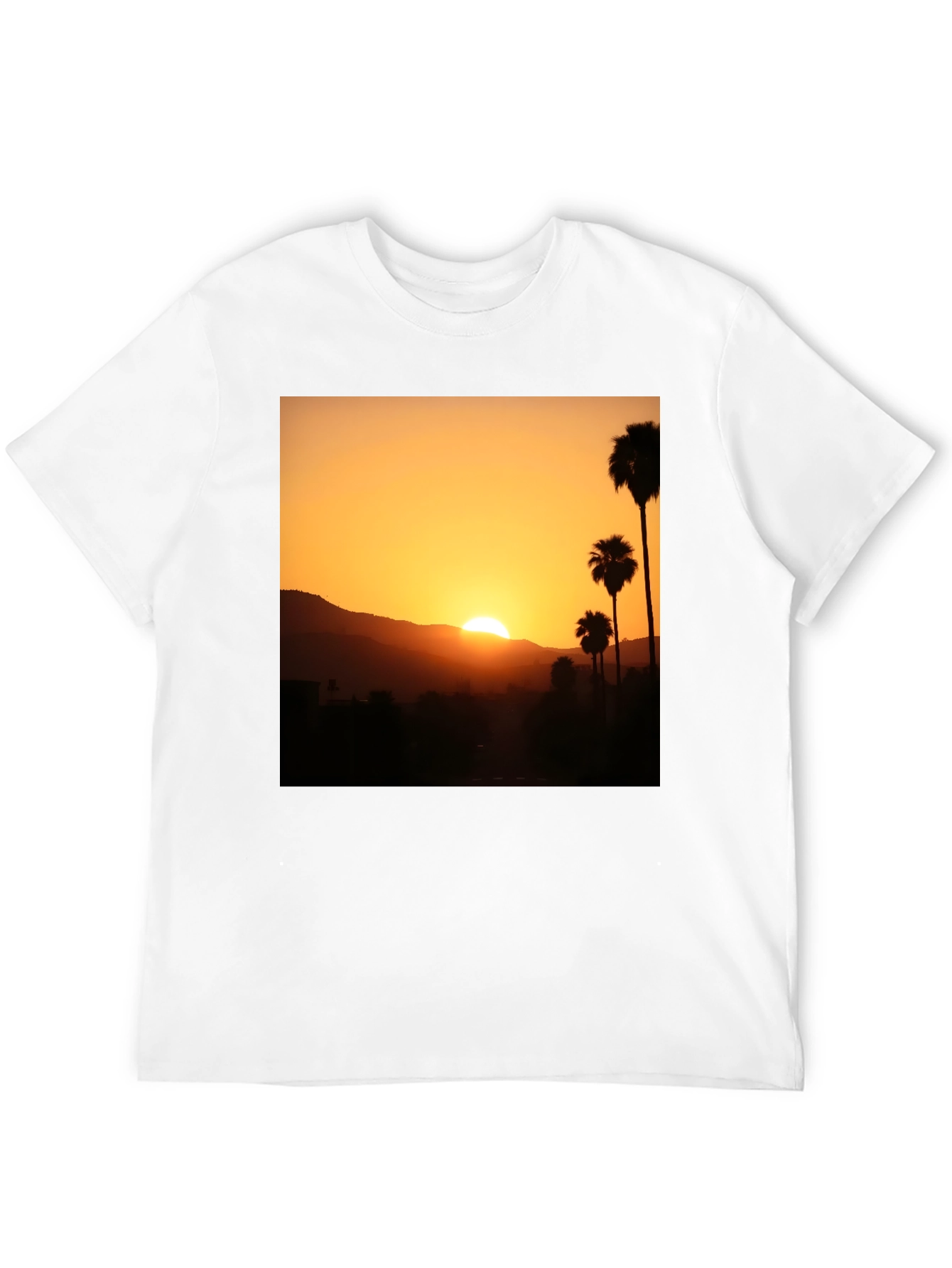 Sunset Palm Tree Graphic T-Shirt - Stylish Black Tee