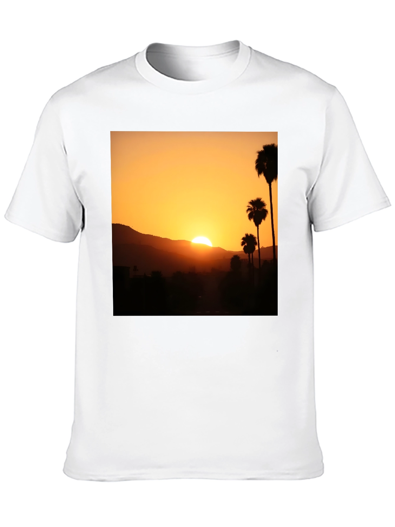 Sunset Palm Tree Graphic T-Shirt - Stylish Black Tee