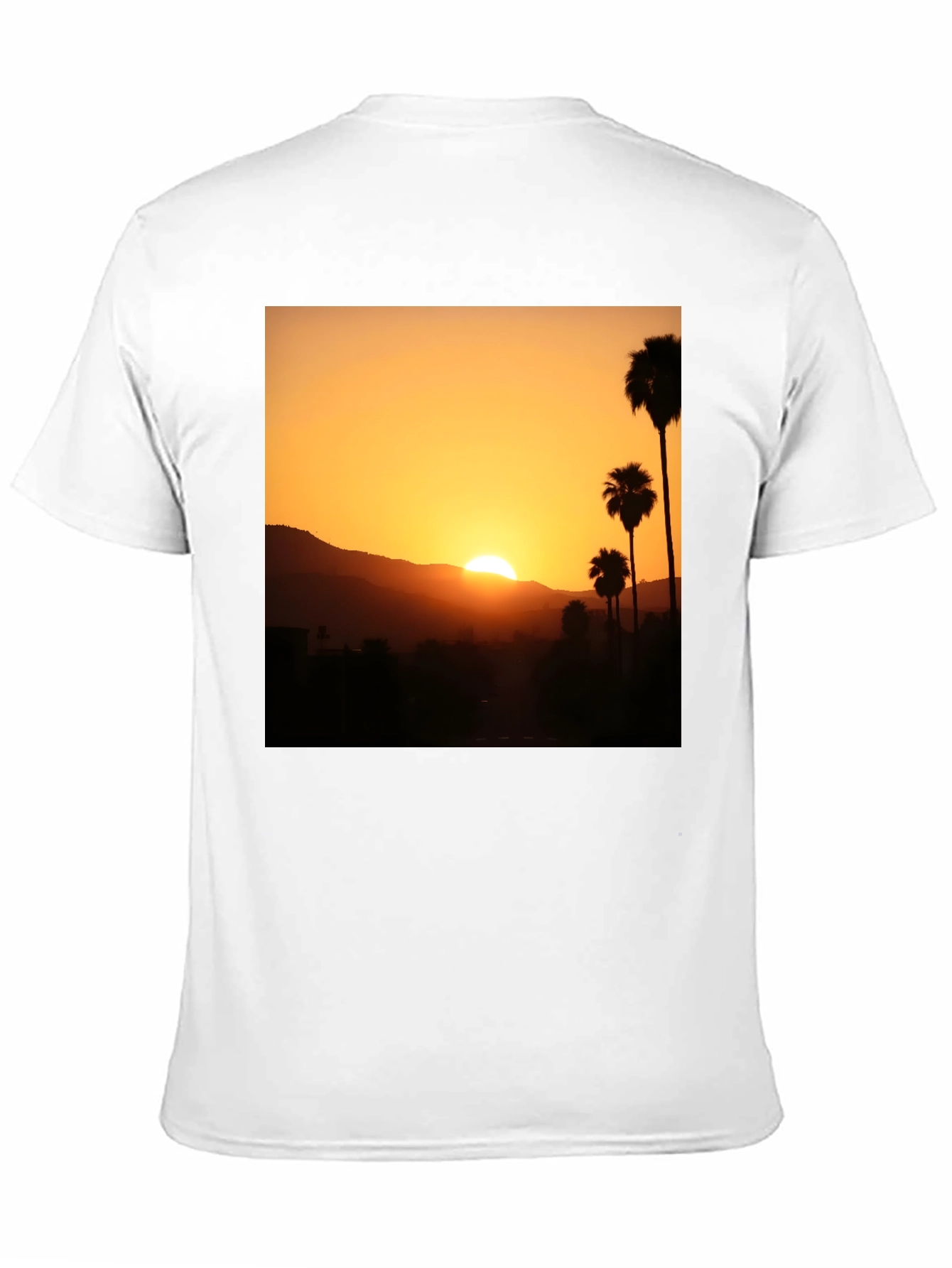 Sunset Palm Tree Graphic T-Shirt - Stylish Black Tee