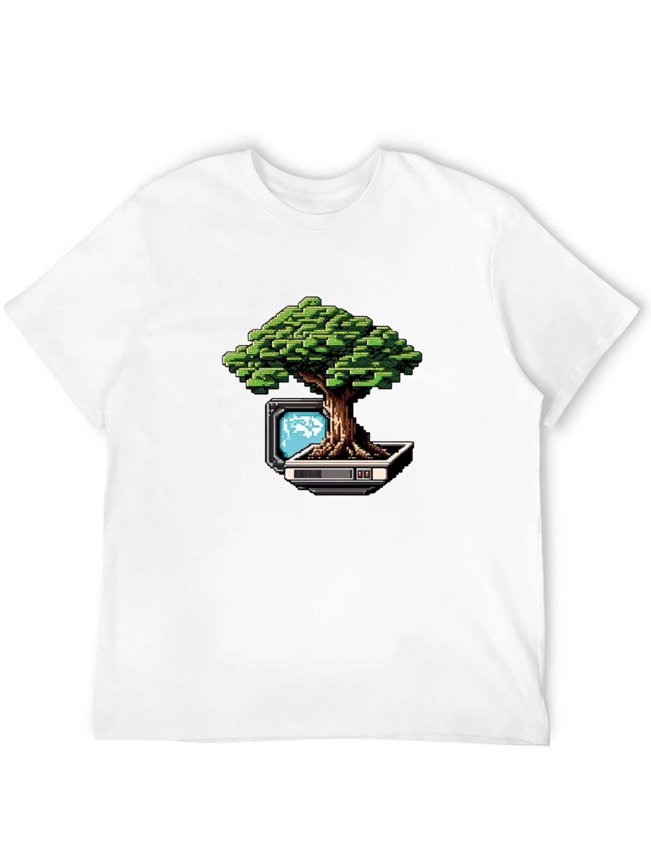 Pixel Bonsai Black T-Shirt - Retro Gaming Style