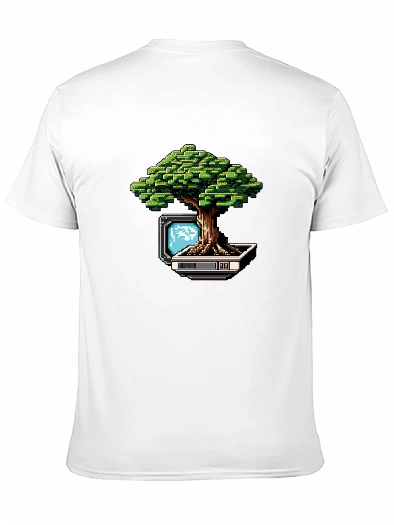 Pixel Bonsai Black T-Shirt - Retro Gaming Style