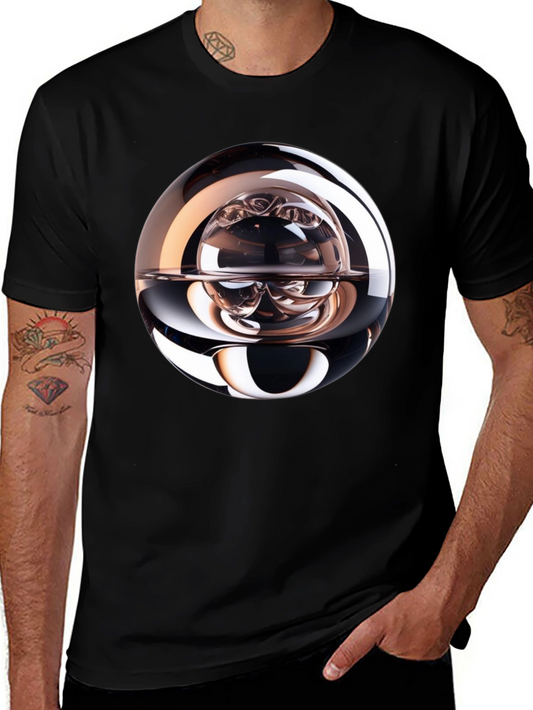 Abstract Sphere Graphic Tee - Modern Black T-Shirt