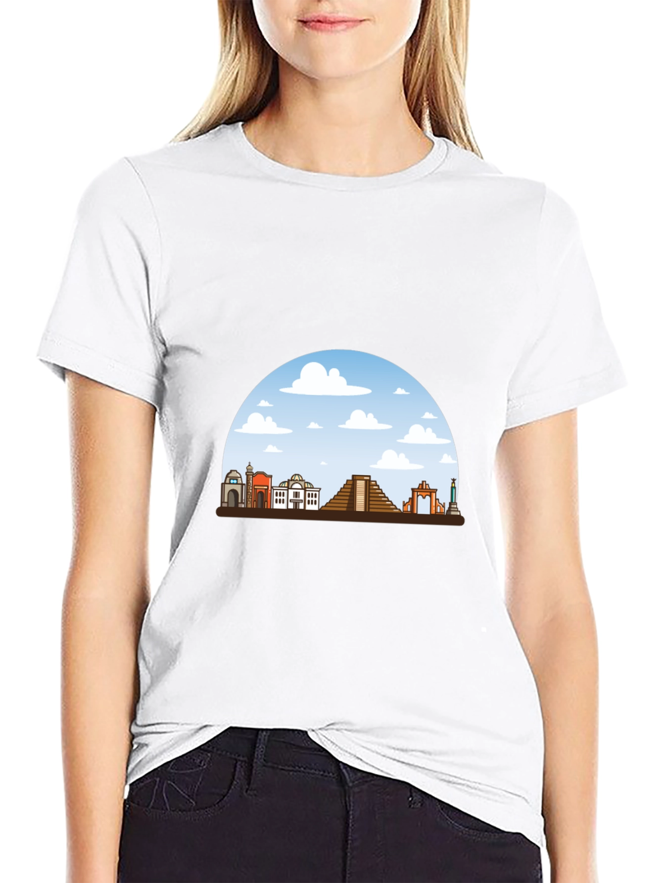 Mens Black T-Shirt with Landmark Graphic