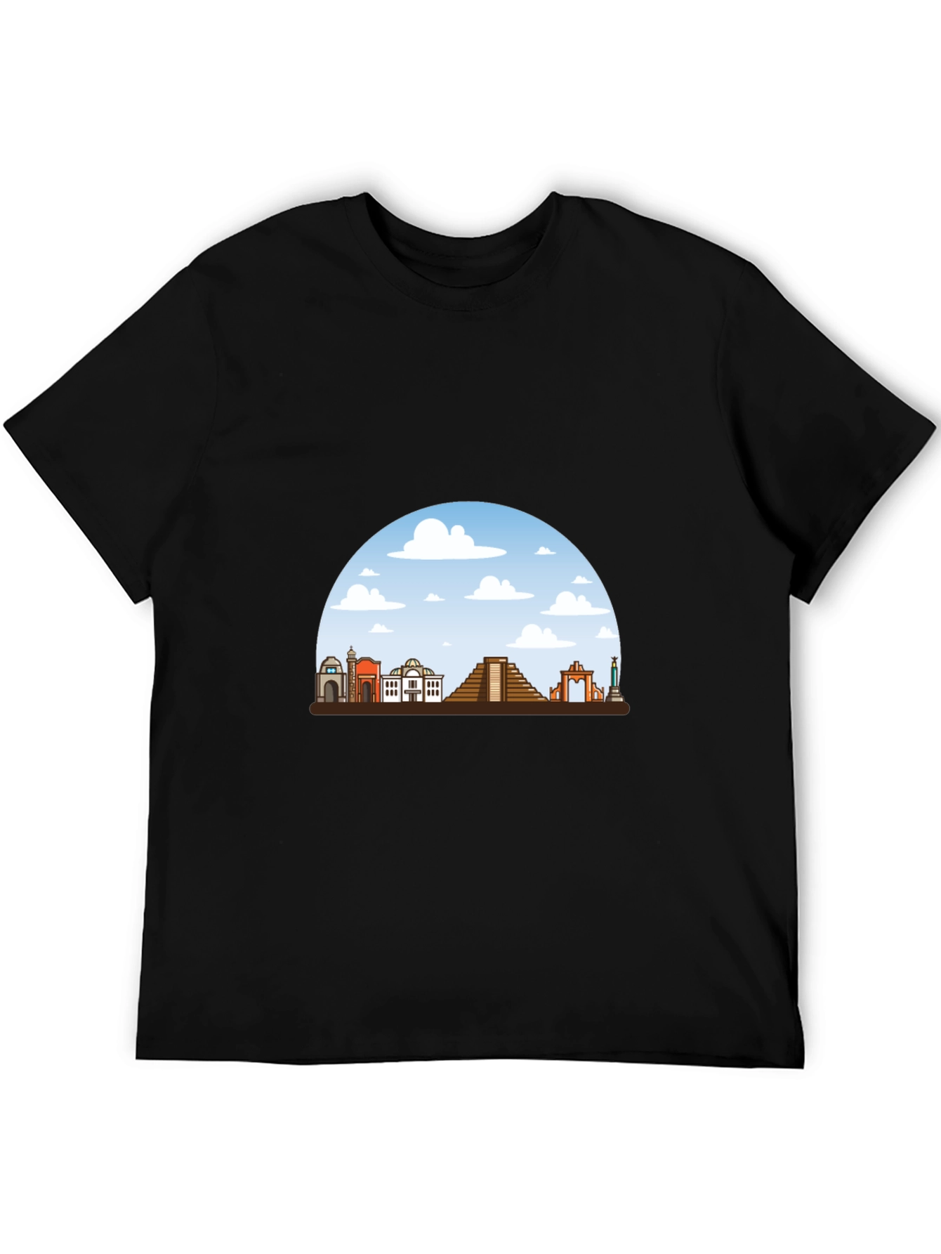 Mens Black T-Shirt with Landmark Graphic
